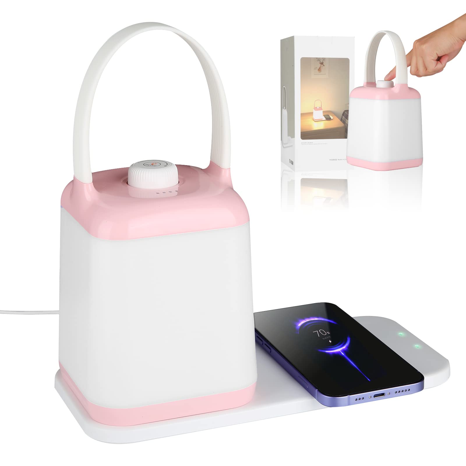 Portable LED Lantern Table Lamp - USB Rechargeable 2000mAh Cordless Night Light with 3 Color Step-Less Dimming for Bedroom, Living Room, Office, Outdoor Camping, Desk Reading | Perfect for Power Outages, Emergency Lighting, and Cozy Ambience