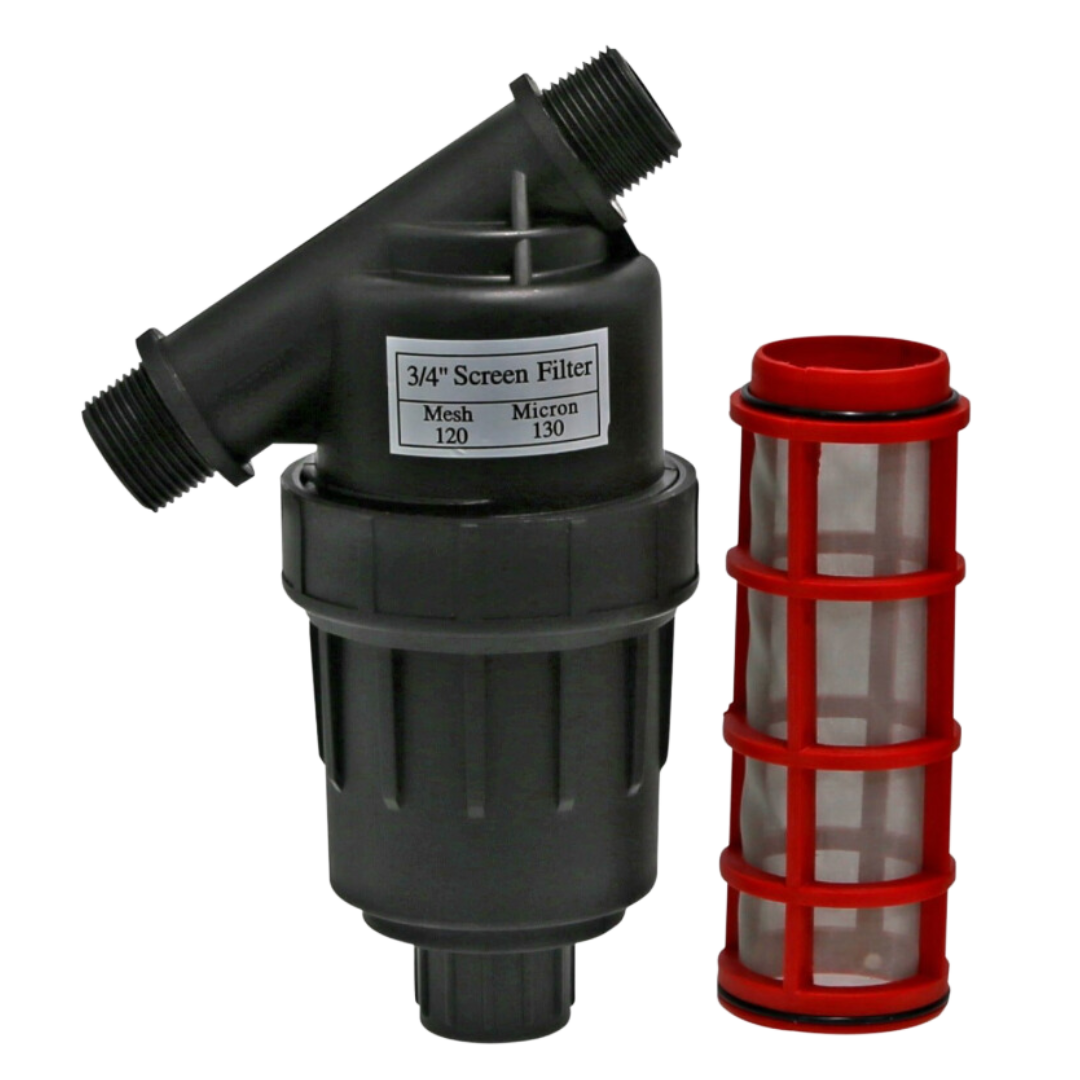 130 Micron Angled T-Type Inline Water Filter with Screen - 1 Inlet/Outlet for Home Plumbing, Irrigation Systems & Hydroponics