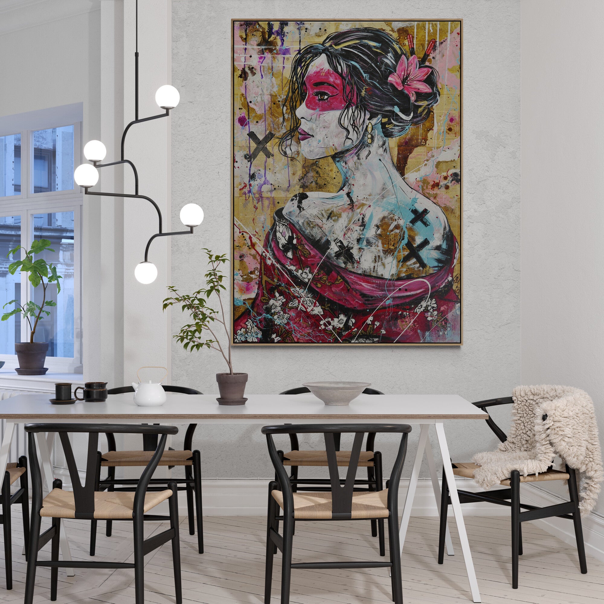 Rubi 100cm x 140cm Geisha Abstract Realism Canvas Art - Japanese Inspired Wall Decor for Living Room, Bedroom & Office - Perfect for Book Clubs, Art Lovers & Home Styling