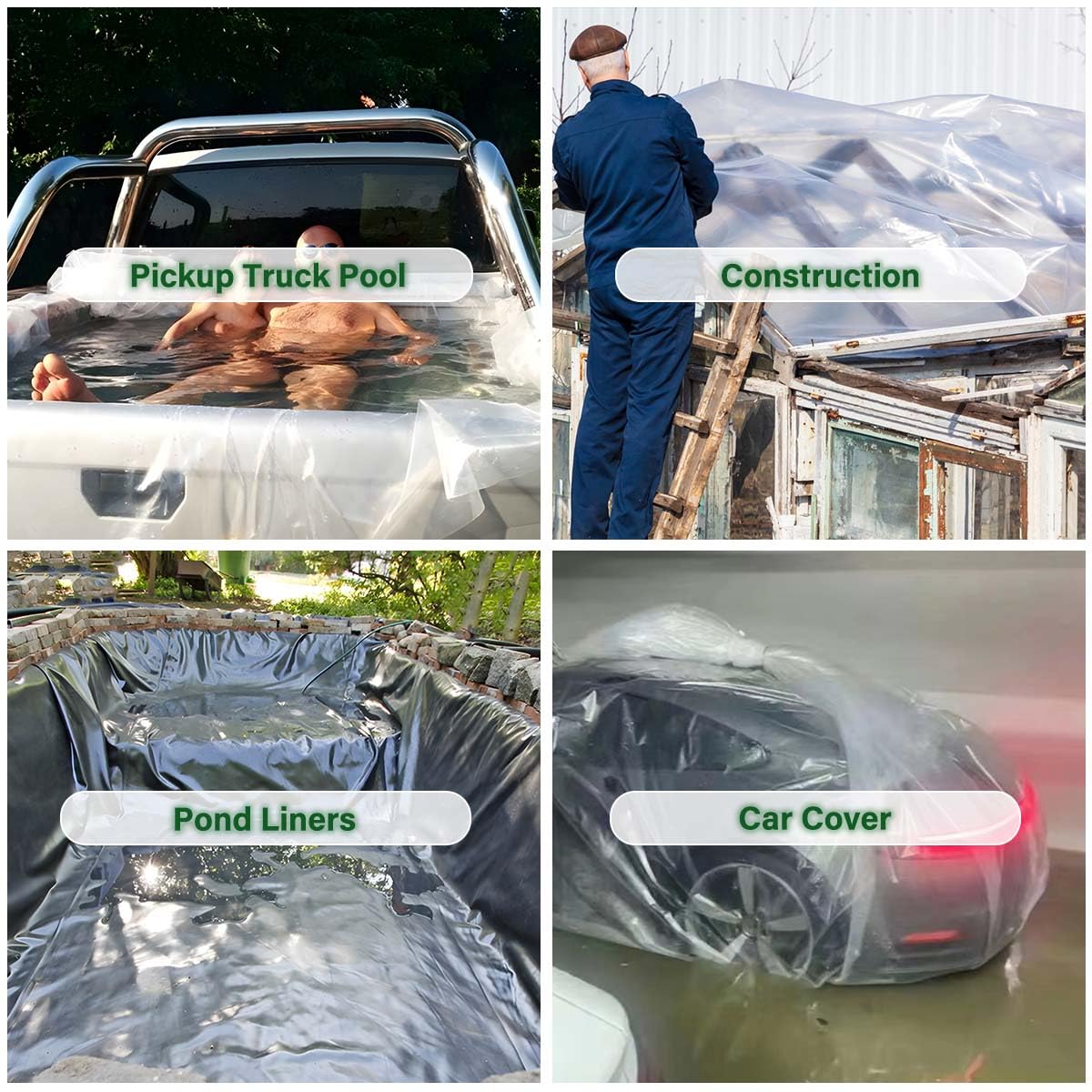 6 Mil Clear Greenhouse Plastic Sheeting 32 x 40FT - Heavy Duty UV Resistant Polyethylene Film for Gardening & Farming - High Light Transmission, Weatherproof Cover for Greenhouses, Plant Tunnels & Hoop Houses
