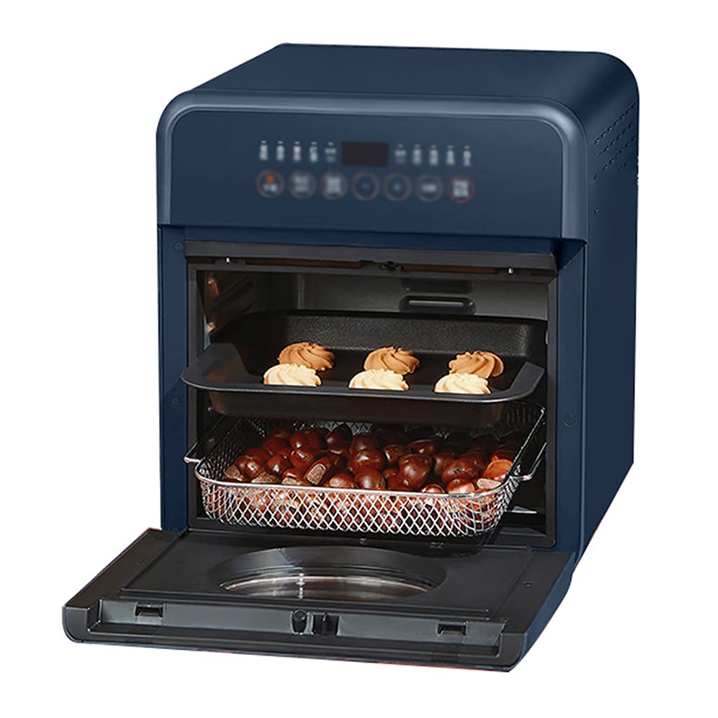 13L Multifunctional Air Fryer Oven - Oil-Free Electric Air Fryer with Large Capacity, Multi-Layer Grill for Baking Chicken, Pizza, Bread & Fries (Blue, 32.2x37.3x38.1cm) - Perfect for Healthy Cooking, Family Meals & Party Snacks