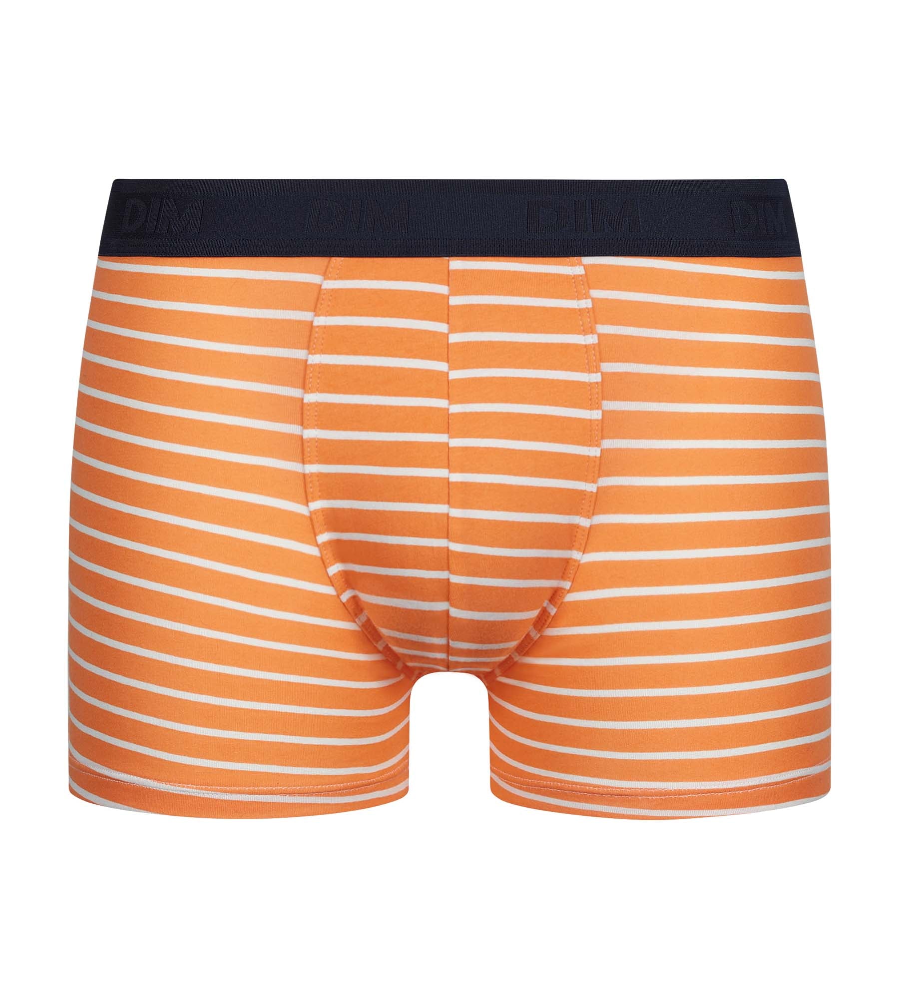 Men's Stretch Cotton Boxer Briefs - Orange Striped Design - Comfortable Underwear for Daily Wear & Active Lifestyles