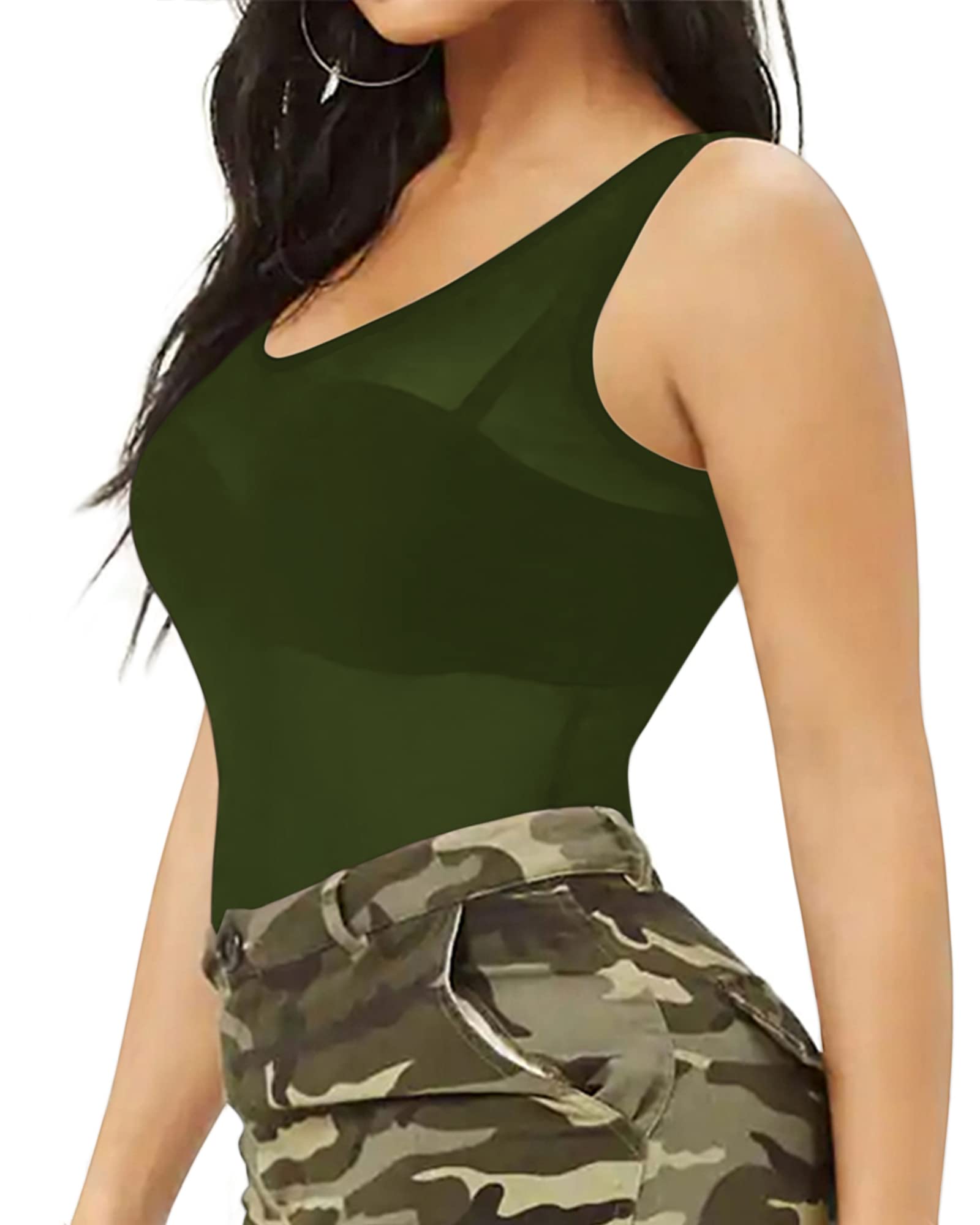Allchic Women's Sheer Mesh Tank Tops - Sexy See-Through Scoop Neck Blouses & Sleeveless T-Shirts for Summer, Party, Club & Casual Wear