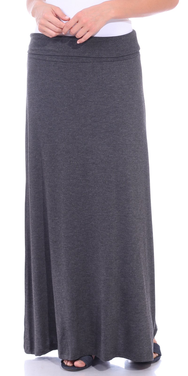 Popana Women's Long Maxi Skirt - Casual Fold Over Plus Size Summer Beach Skirt for Vacation, Travel & Boho Outfits