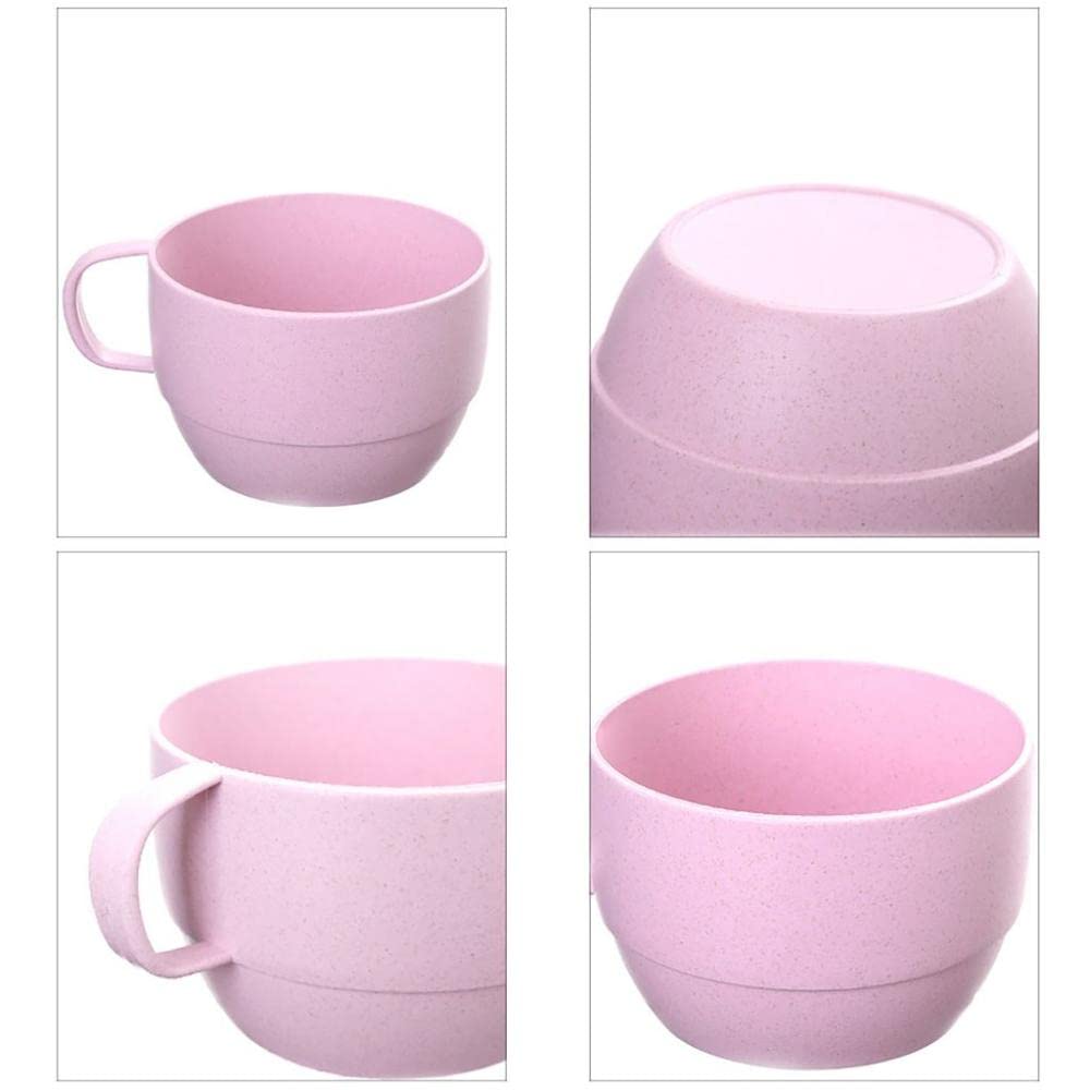 Eco-Friendly Wheat Straw Coffee Mug - Unbreakable Reusable Cup for Tea, Juice, Milk & Oats - Perfect for Breakfast, Office & Travel (Pink)