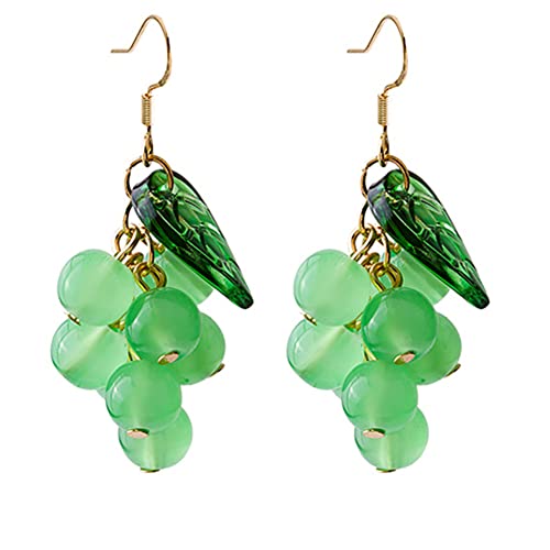 3D Acrylic Cute Fruits Dangle Drop Earrings - Summer Green Purple Crystal Grapes Earrings for Women & Girls | Trendy Jewelry Gift for Parties, Weddings & Daily Wear