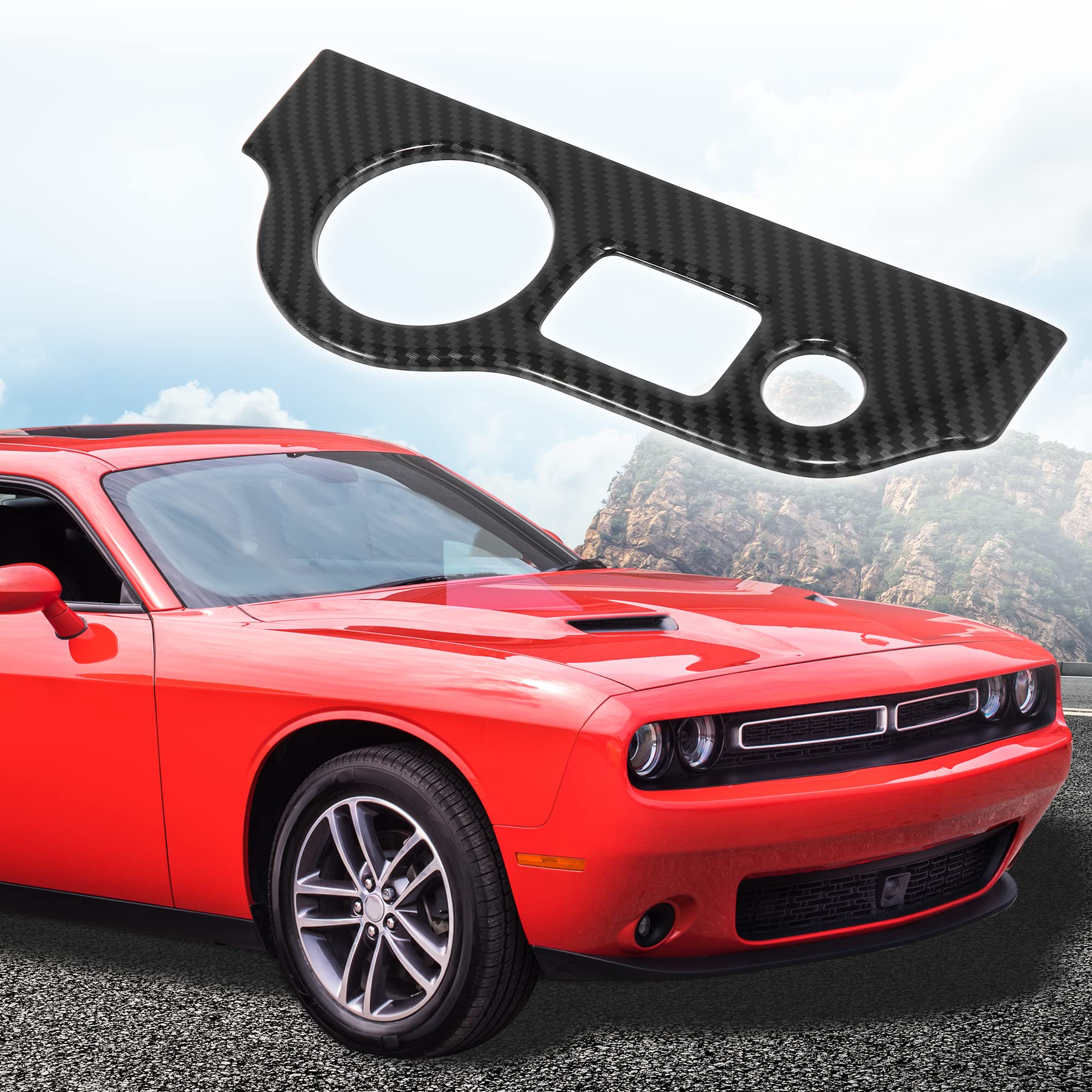 X AUTOHAUX Left Center Console Black Carbon Fiber Headlight Knob Switch Trim Decoration - Interior Car Accessories for Dodge Challenger 2015-2020 - Upgrade Your Ride with Premium Style
