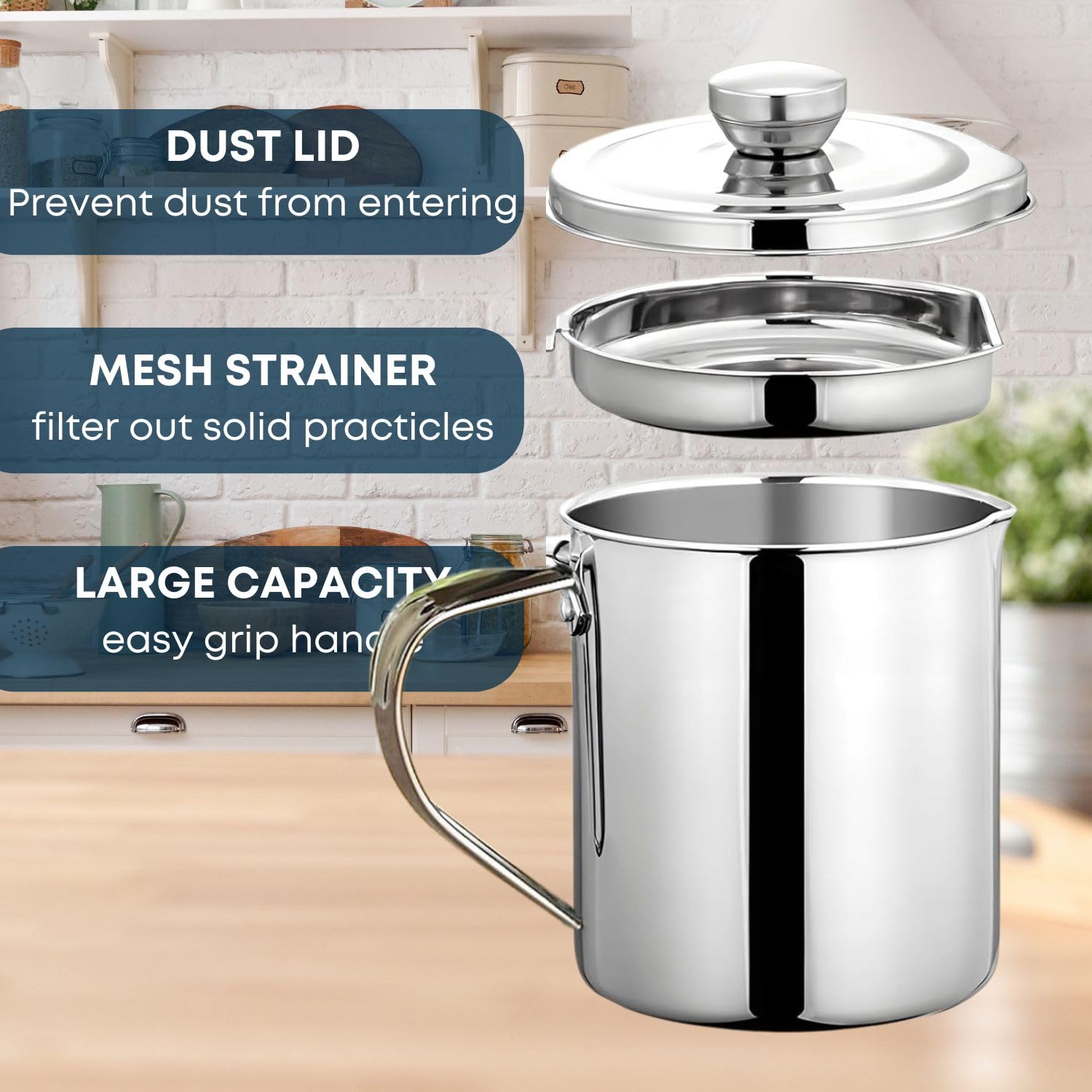 Stainless Steel Oil Keeper - Kitchen Oil Storage for Frying & Cooking