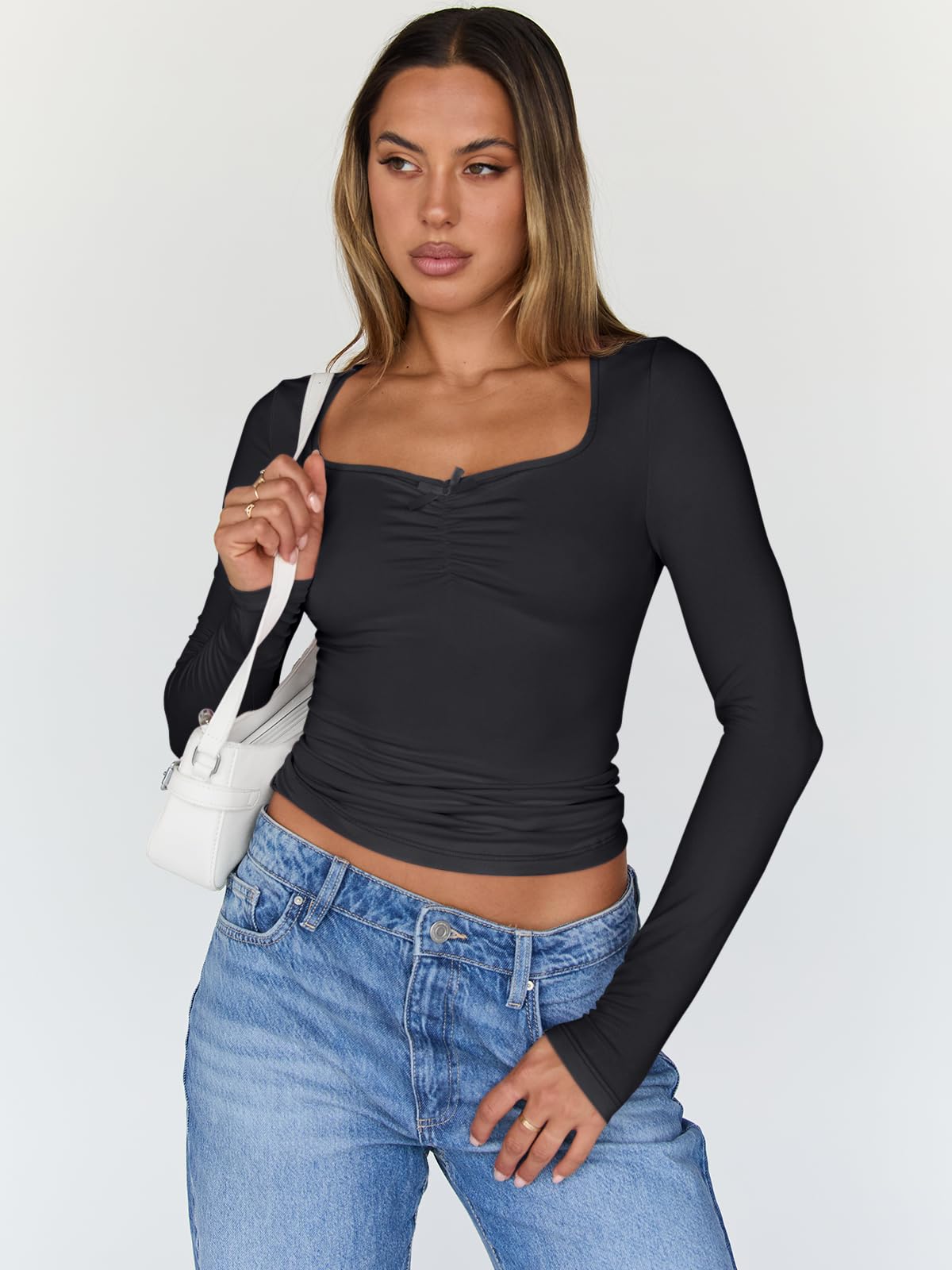 Trendy Queen Women's Long Sleeve Going Out Top - Y2K Cute Shirt for Fall Fashion 2025 | Perfect for Parties, Dates & Night Out Outfits