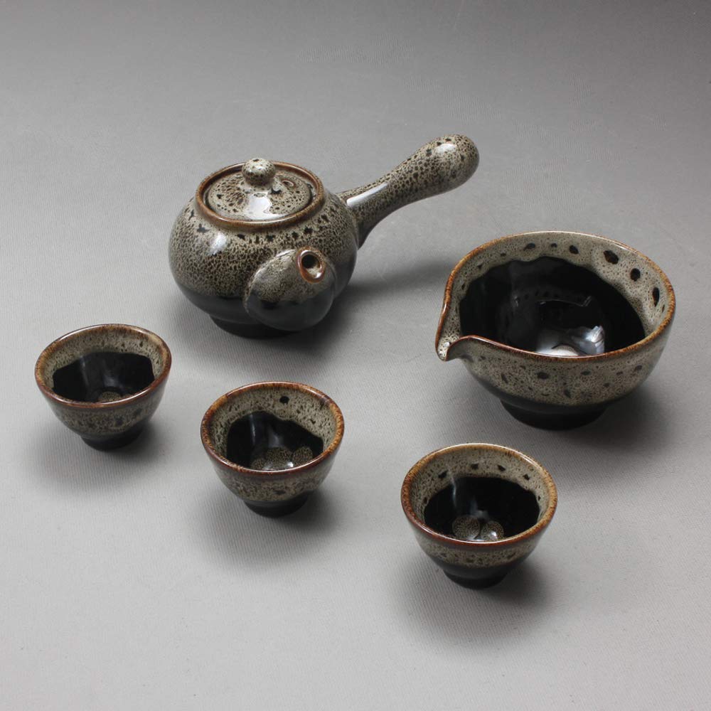 Korean Style Porcelain Tea Ceremony Set - 11.8oz (350ml) Side Handle Teapot with Cups, Pitcher & Cooling Bowl - Traditional Ceramic Tea Gift Set for Home, Office & Zen Meditation