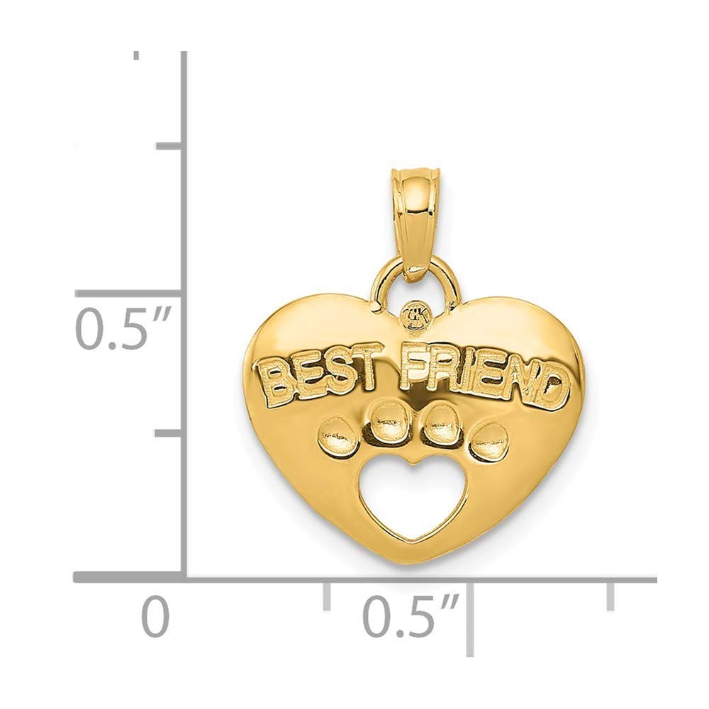 14K Yellow Gold Best Friend Heart Paw Pendant Necklace for Women - Perfect Gift for Dog Lovers, Pet Lovers Jewelry for Everyday Wear & Special Occasions