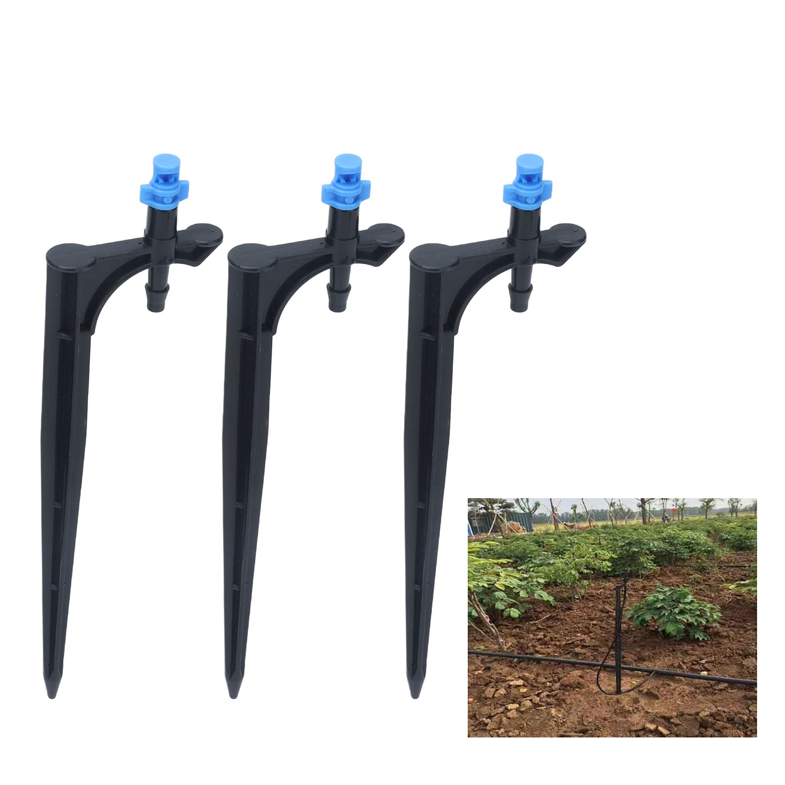 CHICIRIS 20Pcs Adjustable Drip Irrigation Emitters - 90 Degree Blue Garden Sprinklers with Ground Insert for Fruit Trees, Vegetables & Flower Beds | Water Saving Solution for Home Gardening & Greenhouse Use