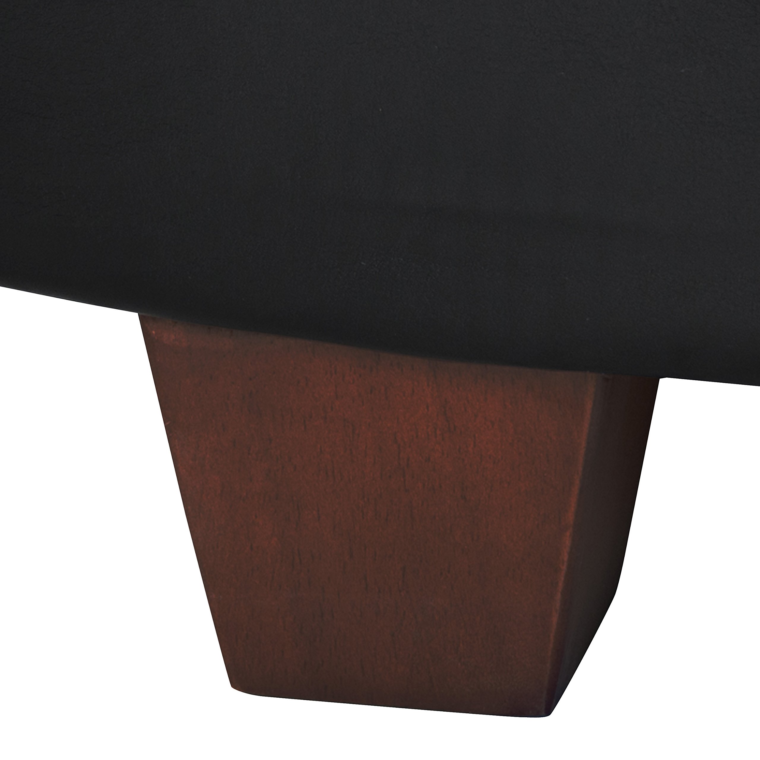 Homepop Upholstered Faux Leather Round Storage Ottoman with Tufted Button Top - Large Decorative Footstool for Living Room & Bedroom - Perfect for Extra Seating, Storage & Home Decor (Black)