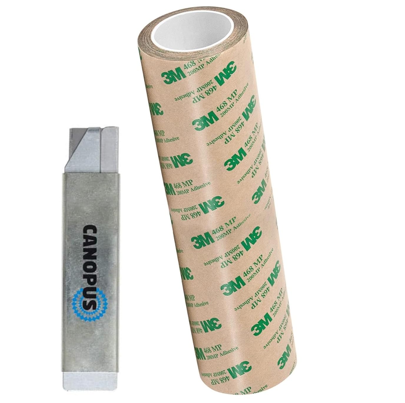 CANOPUS Double Sided Adhesive Transfer Tape - 12in x 20yd Heavy Duty 468MP for Vinyl, Signage & Craft Projects - Perfect for DIY, Decals & Permanent Bonding Applications