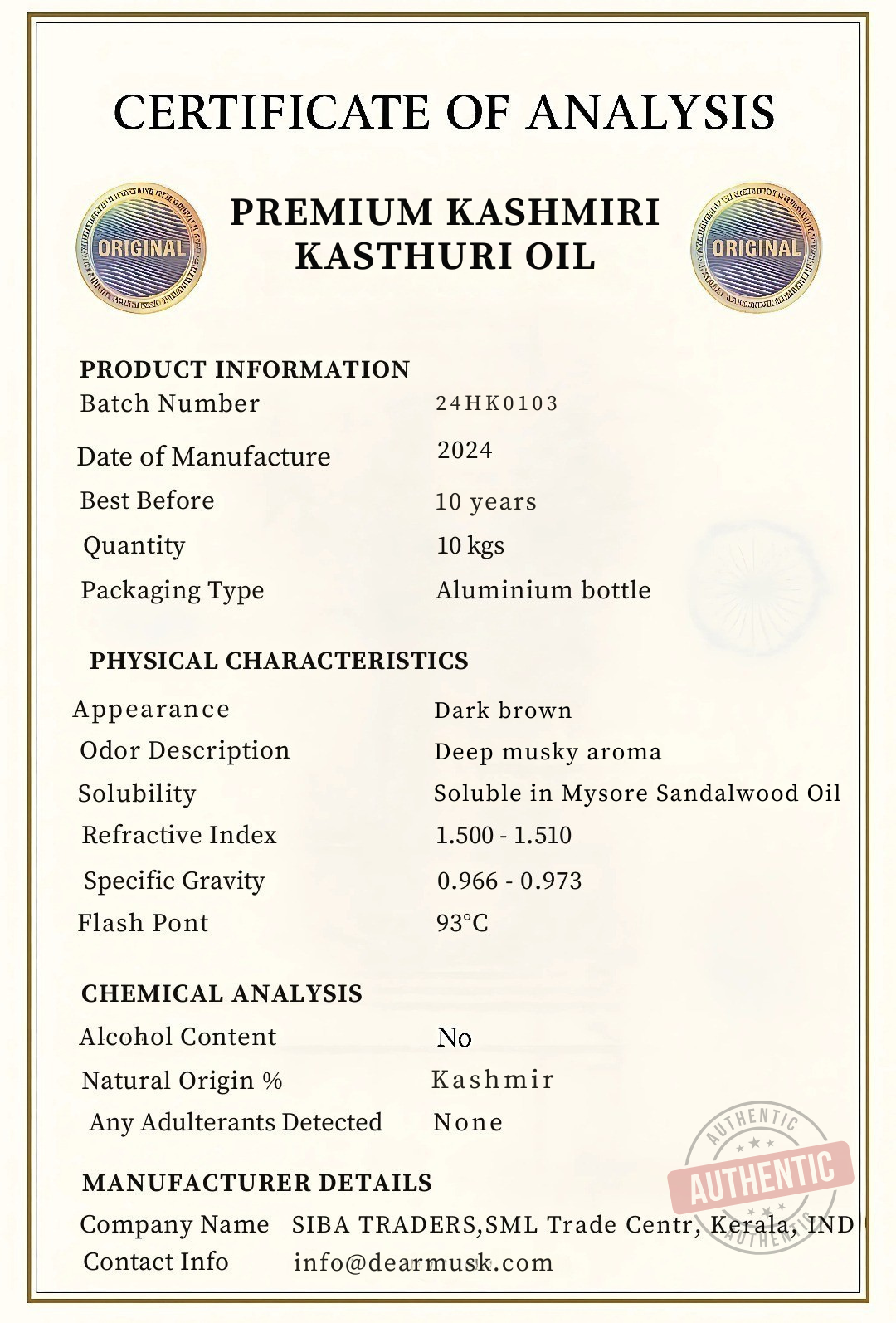 Premium Pure Kashmiri Kasturi Deer Musk Nafa Pheromone Attar Oil - Authentic Natural Perfume for Men & Women - Romantic Dates, Special Occasions, Meditation & Aromatherapy