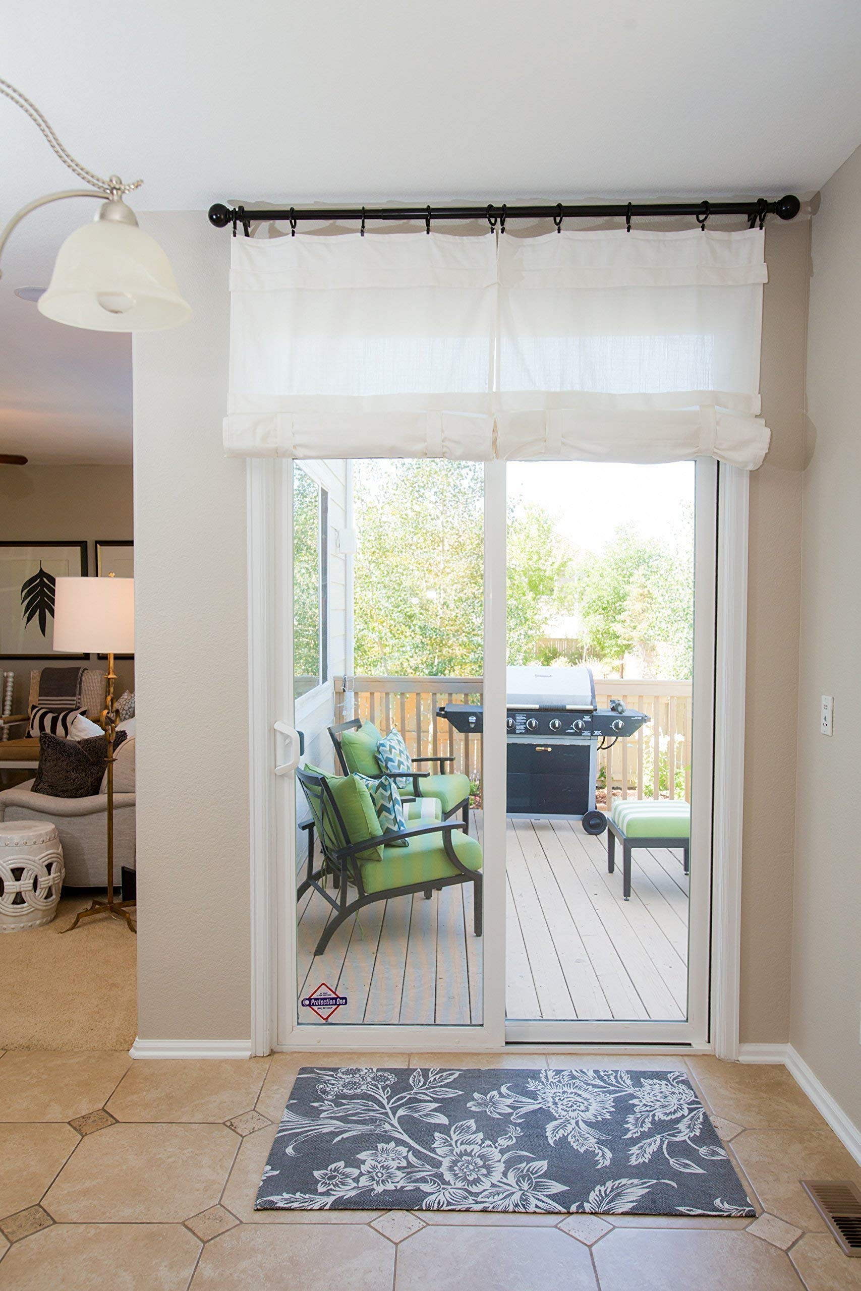 White Cordless Sliding Glass Door Curtain - 1 Panel, Light Filtering, Noise Reducing, Easy Install for Patio, Balcony & Bedroom Windows - Home & Office Use