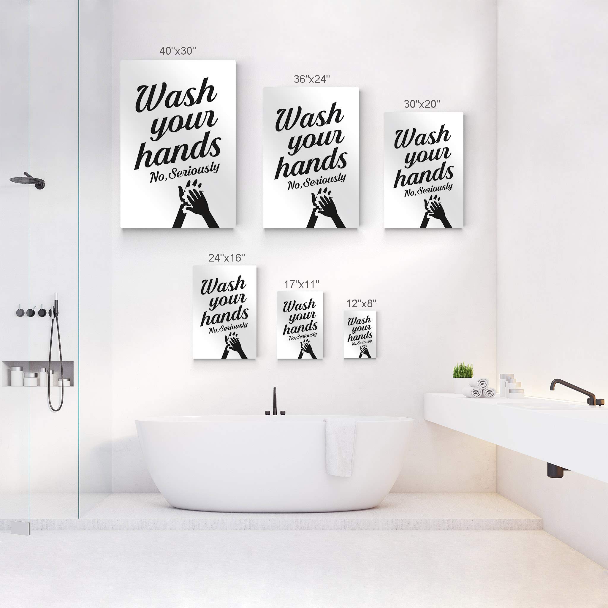 Funny Bathroom Wall Art - 'Wash Your Hands No Seriously' Metal Print Sign | 24x16 Ready to Hang Home Decor | Made in USA | Perfect for Powder Rooms, Guest Baths & Farmhouse Style Decor