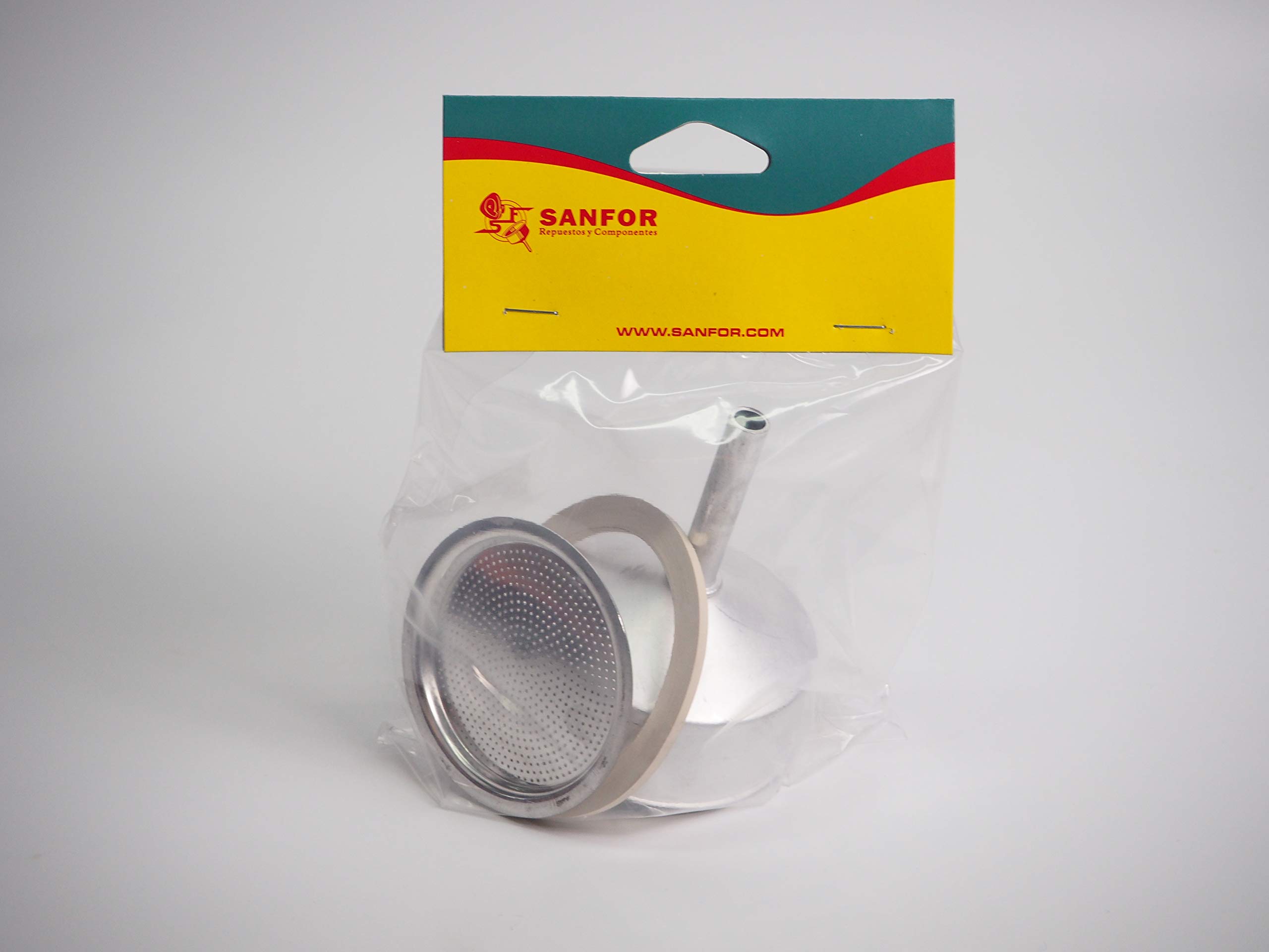 Italian Coffee Maker Replacement Parts - 12 Cup Aluminum Rubber Funnel, Filter & Gasket Set for Moka Pot (8.2cm Diameter, Stainless Steel) - Perfect for Home Brewing & Espresso Lovers