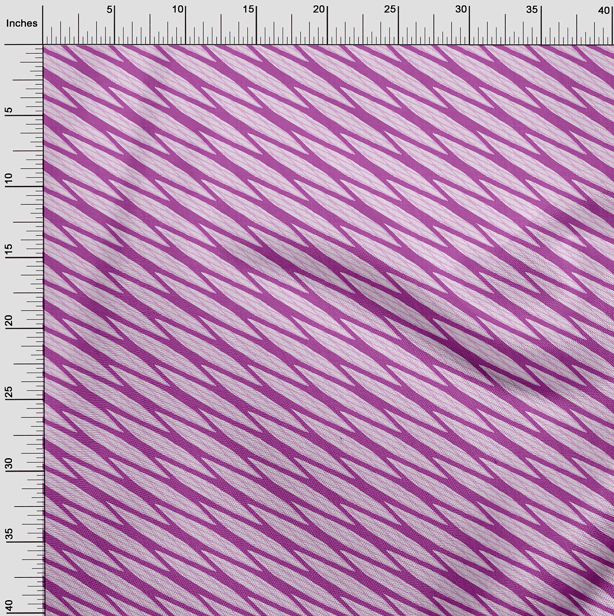 oneOone Cotton Cambric Fuschia Pink Abstract Stripe Fabric by The Yard - 56 Inch Wide Dress Material for DIY Clothing, Home Decor & Craft Projects