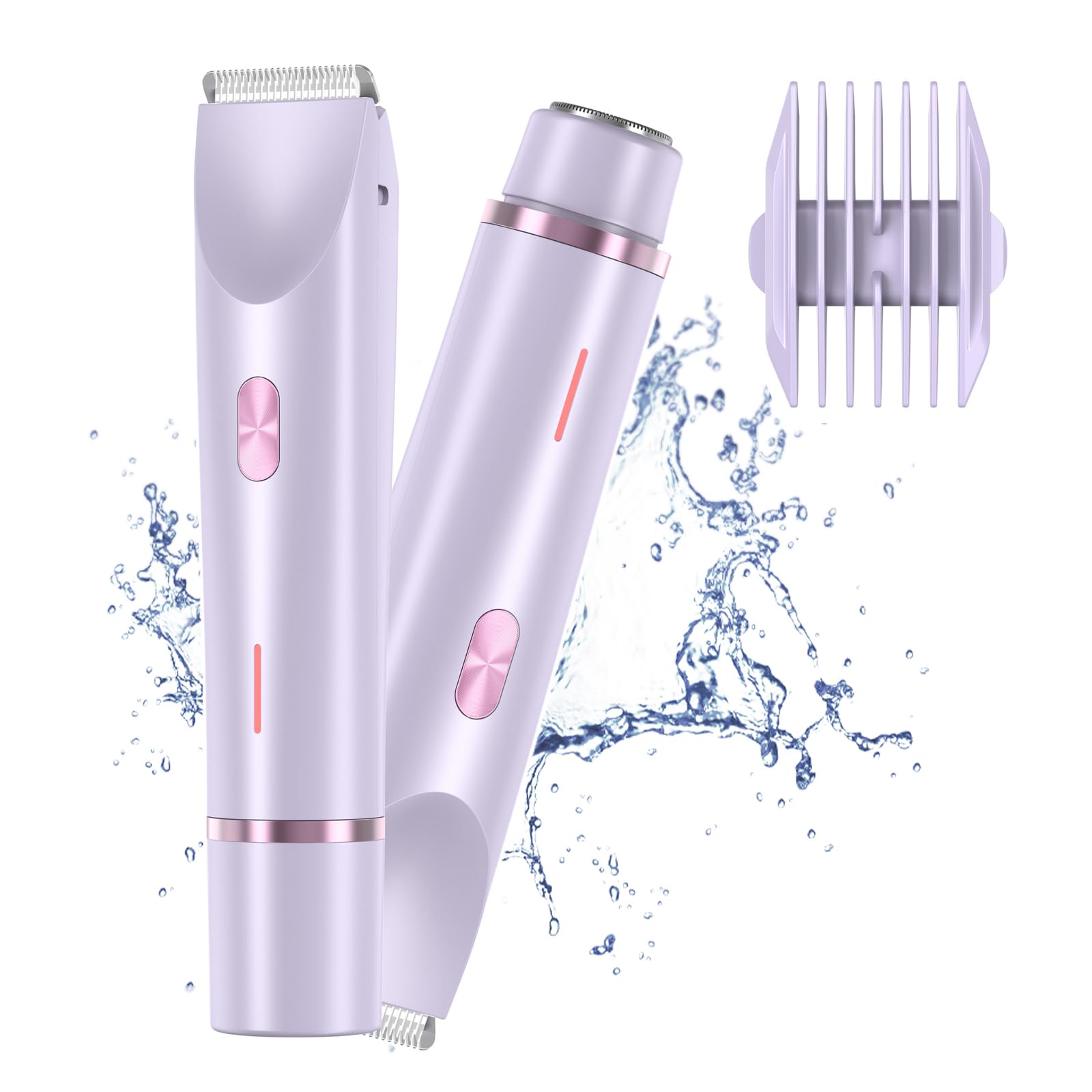 Whimsyard Women's Electric Shaver & Trimmer - 2-in-1 USB Rechargeable Razor for Smooth Legs, Bikini & Underarms - Wet/Dry Use Purple (Ideal for Travel, Gym & Quick Hair Removal)