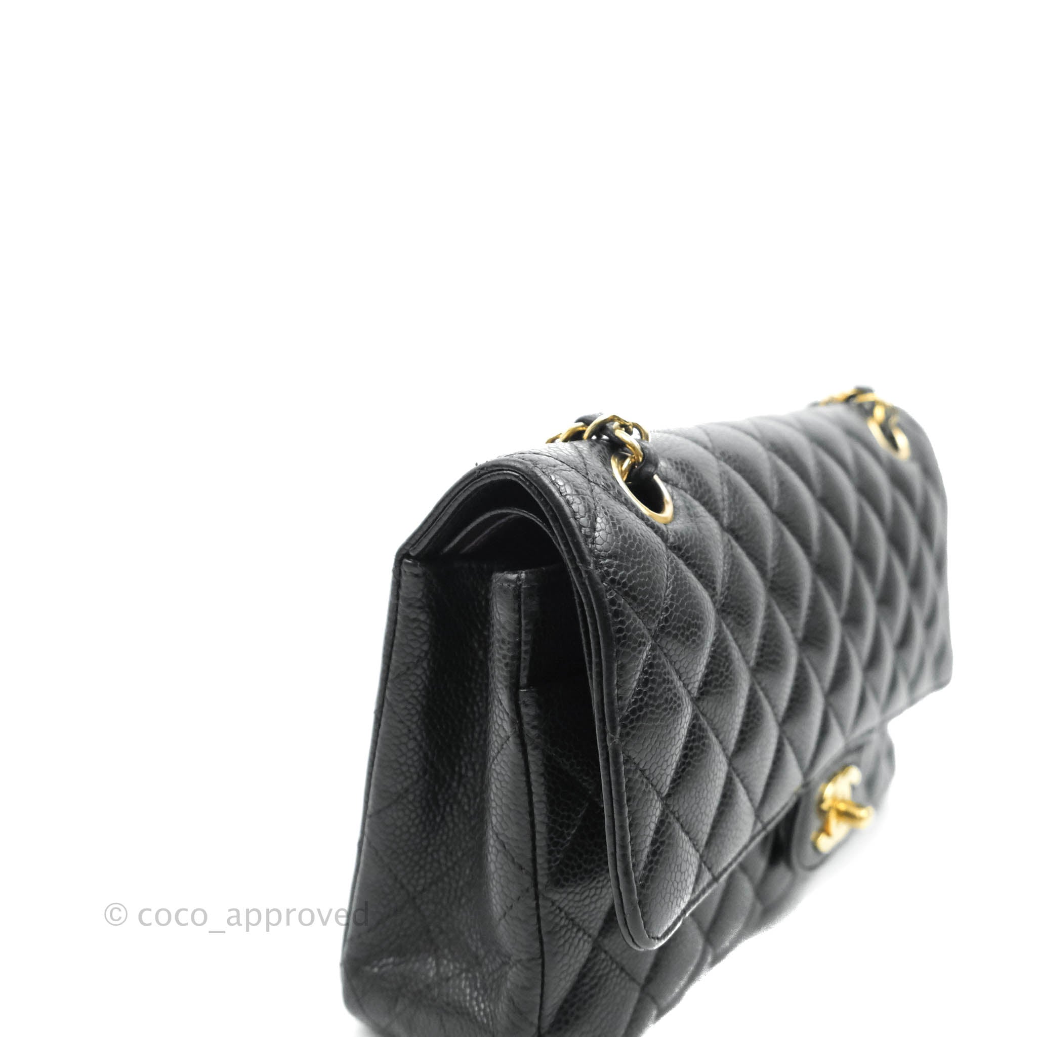 Chanel Classic M/L Medium Double Flap Bag in Black Caviar Leather with Gold Hardware - Luxury Handbag for Women, Perfect for Work, Evening Events & Special Occasions