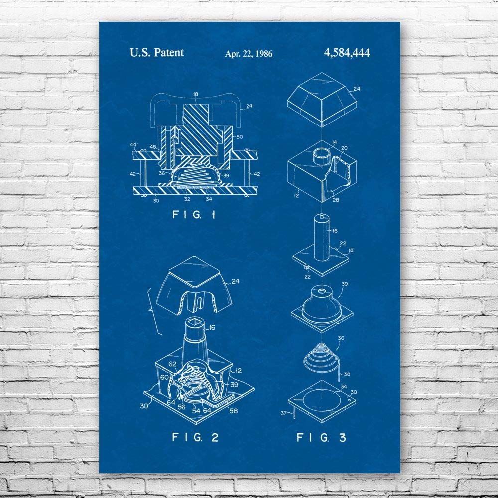 Mechanical Keyboard Switch Patent Print Poster (20x30) - Vintage Tech Wall Art for Programmers, IT Gifts, Computer Lab Decor - Perfect for Home Office, Gaming Room & Tech Enthusiast Spaces