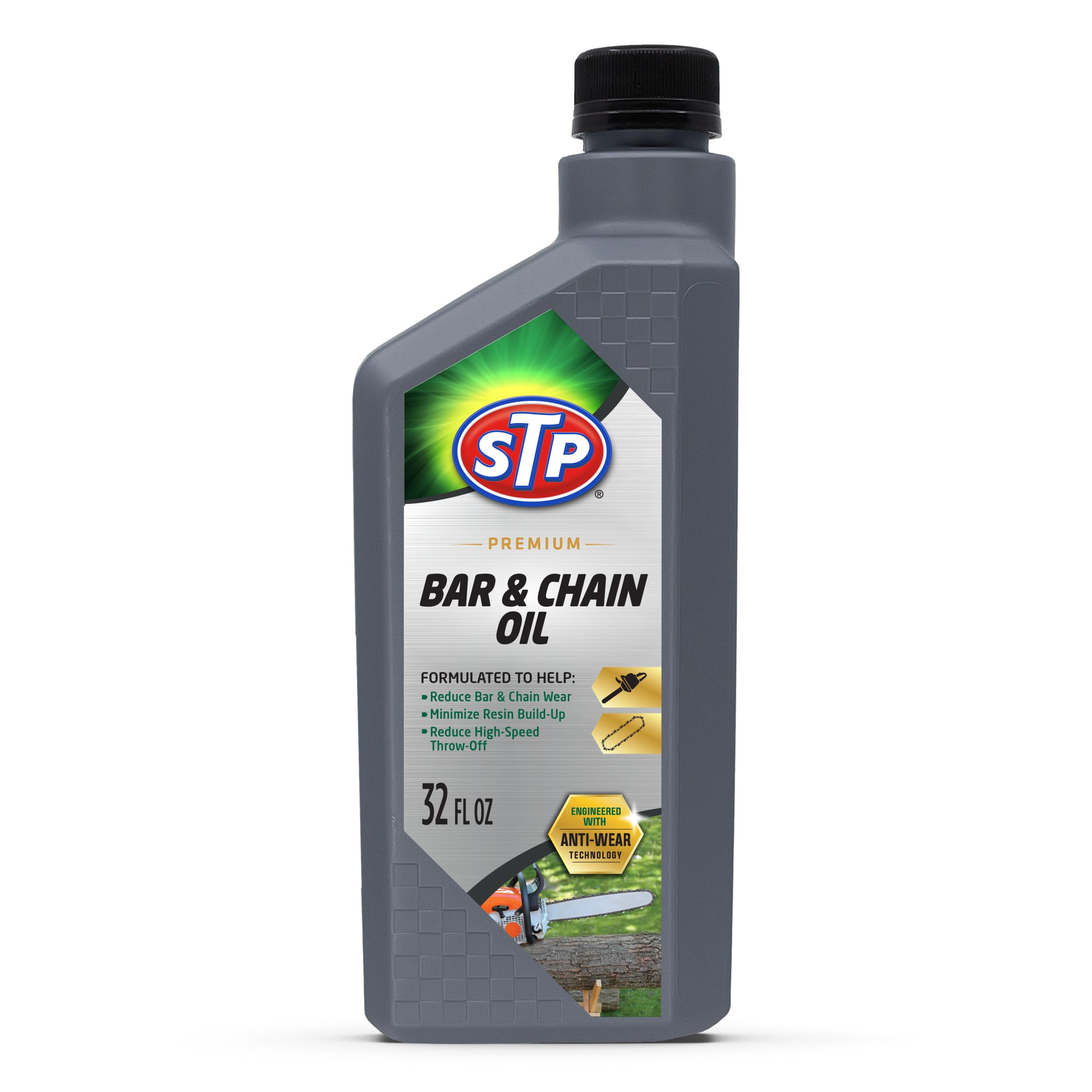 STP Premium Bar and Chain Oil - 32 Oz | High-Performance Chainsaw Lubricant Reduces Wear & Extends Life | Ideal for Wood Cutting, Logging & DIY Projects