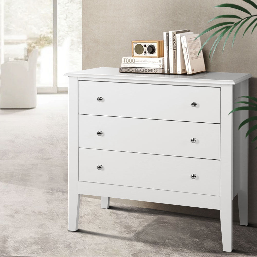 3-Drawer White Storage Cabinet - Organize Clothes, Toys & Home Essentials for Bedroom, Living Room & Office