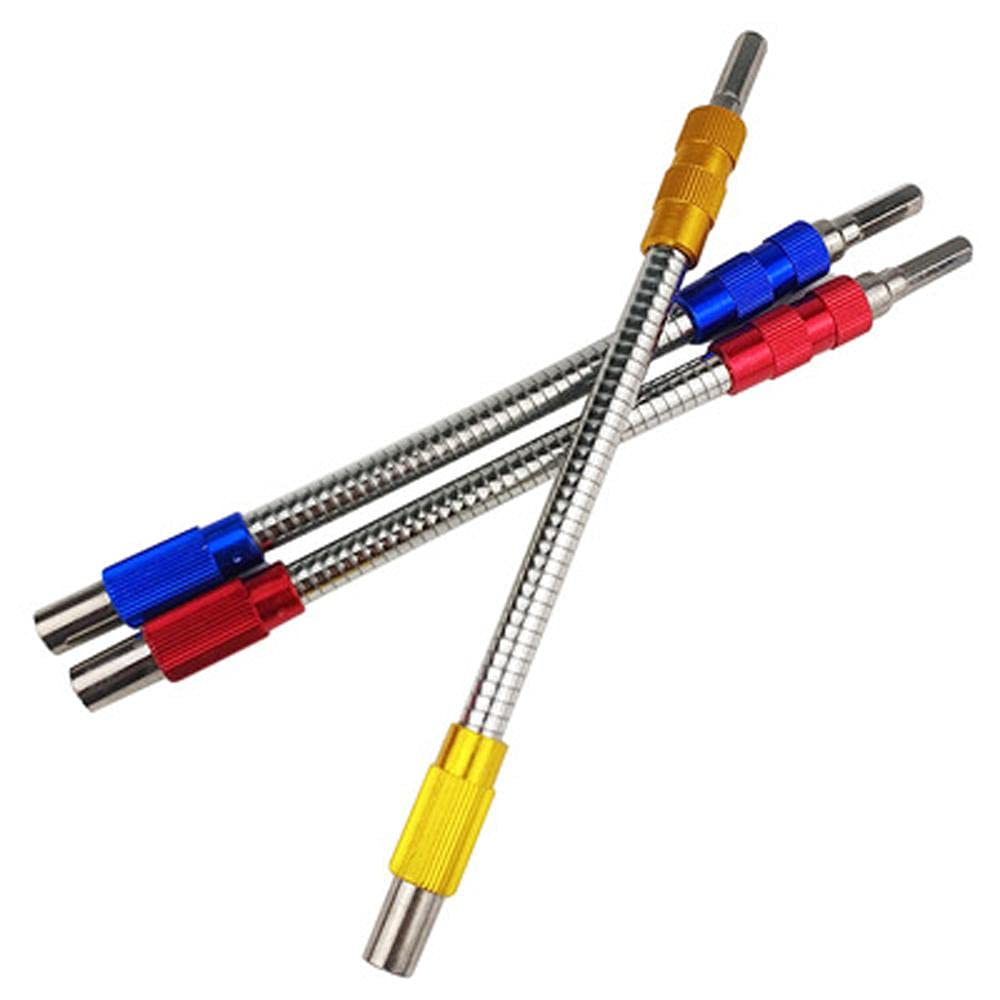 3 Pack 200mm Flexible Drill Bit Extension - Universal Flexible Shaft Adapter for Electric Drills & Screwdrivers - Metal Bit Holder Connector for DIY Projects, Woodworking & Home Repairs