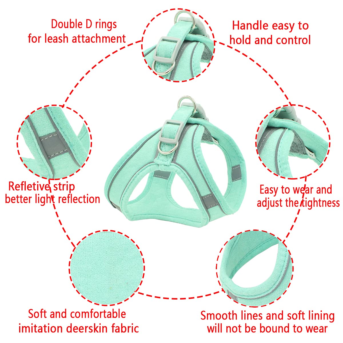 **Adjustable Reflective Dog Harness & Leash Set - Pet Vest with Handle for Small & Medium Dogs & Cats - Green XS - Perfect for Walking, Training & Outdoor Adventures**