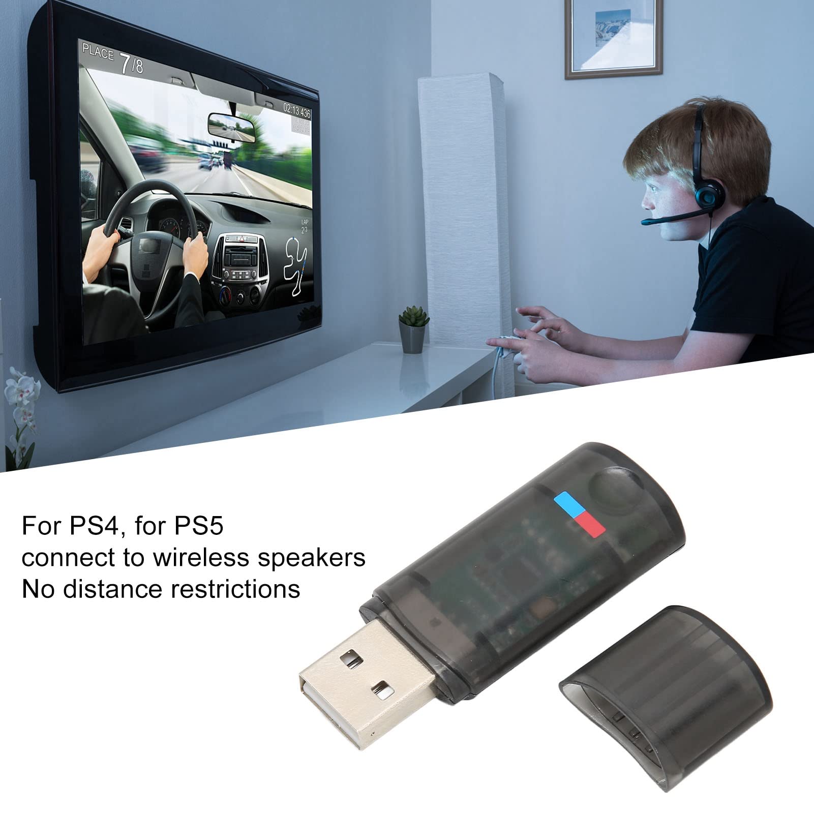 Annadue Bluetooth 5.0 Dual Mode Wireless Adapter for PS5 Pro/PS5/PS4/Switch/Xbox/PC - Stable Audio Transmission Dongle for Gaming, Streaming & Home Theater Systems
