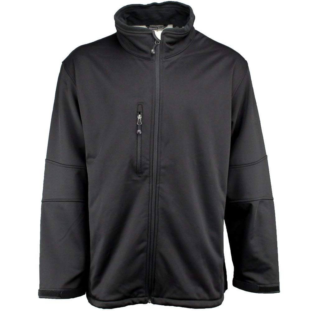 Men's Soft Shell Jacket - Waterproof Windproof Fleece Lined Outdoor Jacket for Hiking, Camping & Winter Sports - River's End Black
