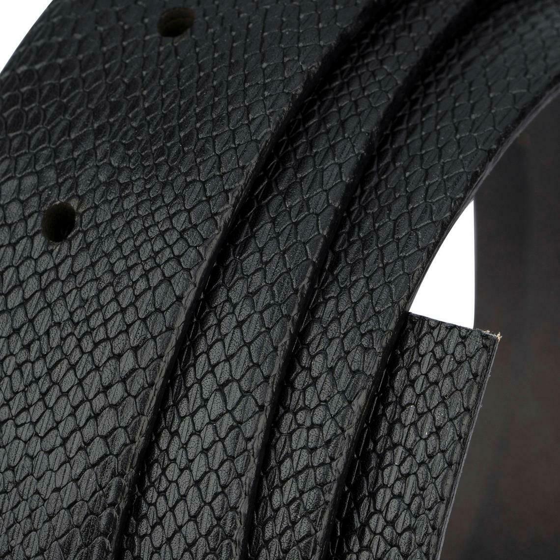 Premium Genuine Snakeskin Belt for Men - 35mm Black Replacement Strap Compatible with Montblanc Buckles | Formal Office Wear & Business Attire Accessory