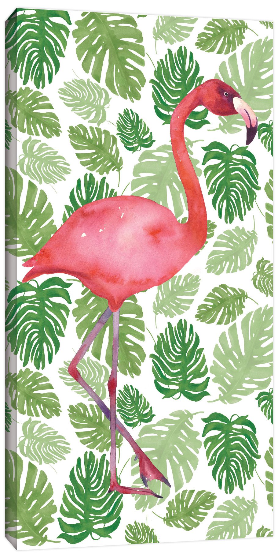 Wild Apple 'Tropical Flamingo I' Gallery Wrapped Canvas Art Print - 24x48 Inches - Vibrant Tropical Wall Decor for Living Room, Bedroom & Office