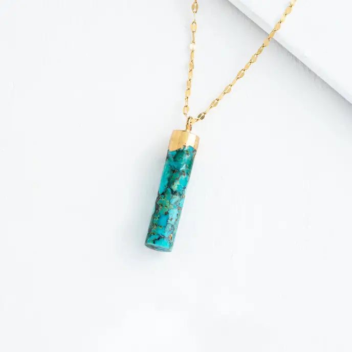 Turquoise Pillar Necklace for Women - Handmade Boho Statement Jewelry for Everyday Wear & Special Occasions