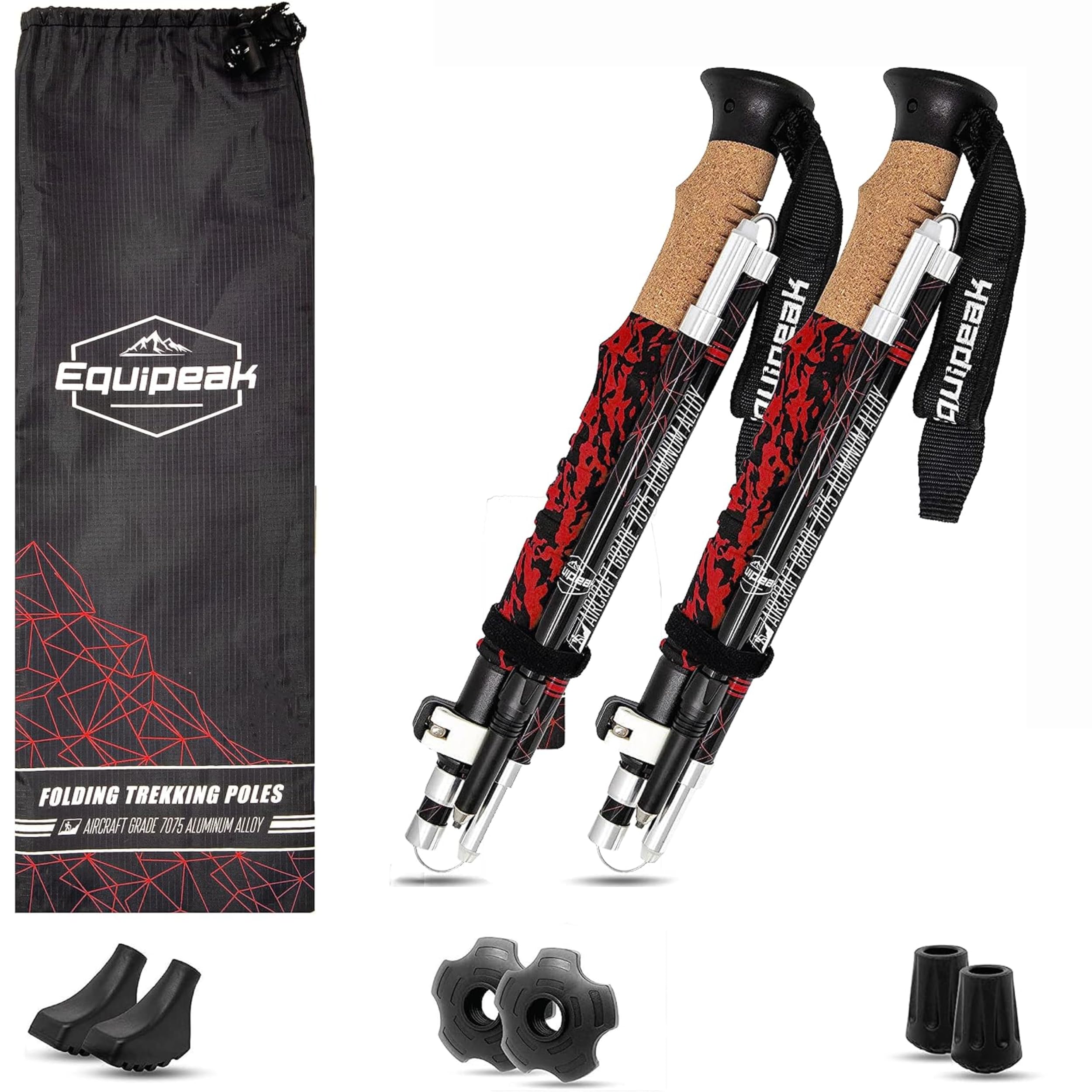 Premium Collapsible Hiking Poles - Lightweight Adjustable Trekking Sticks with Cork Grip & Foam Handle | Quick Lock Folding Design for Men, Women & Seniors | Perfect for Mountain Hiking, Backpacking & Outdoor Adventures