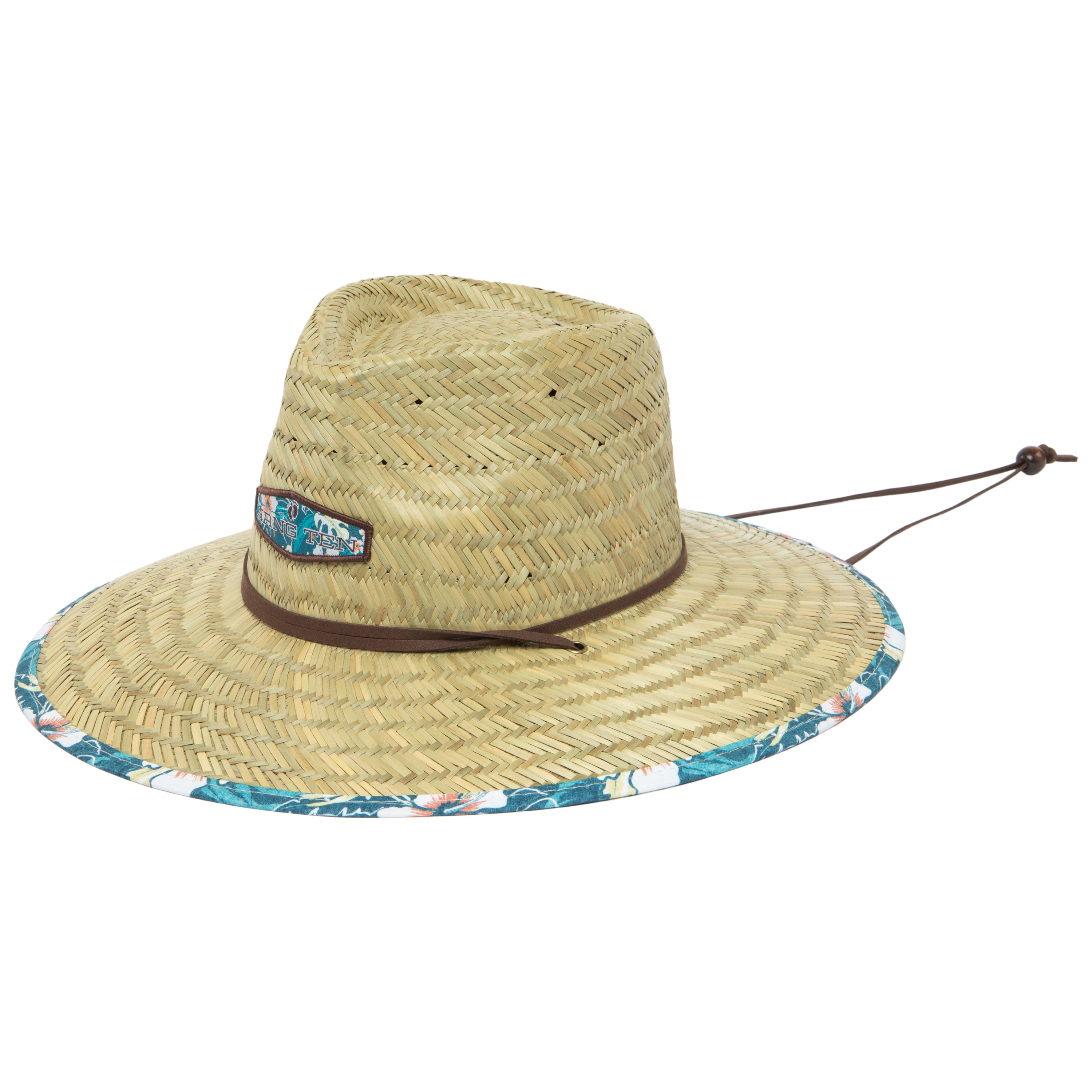 Hang Ten Lifeguard Hat with Pinch Crown & Floral Print - Stylish Sun Protection for Beach, Pool & Summer Outdoor Activities