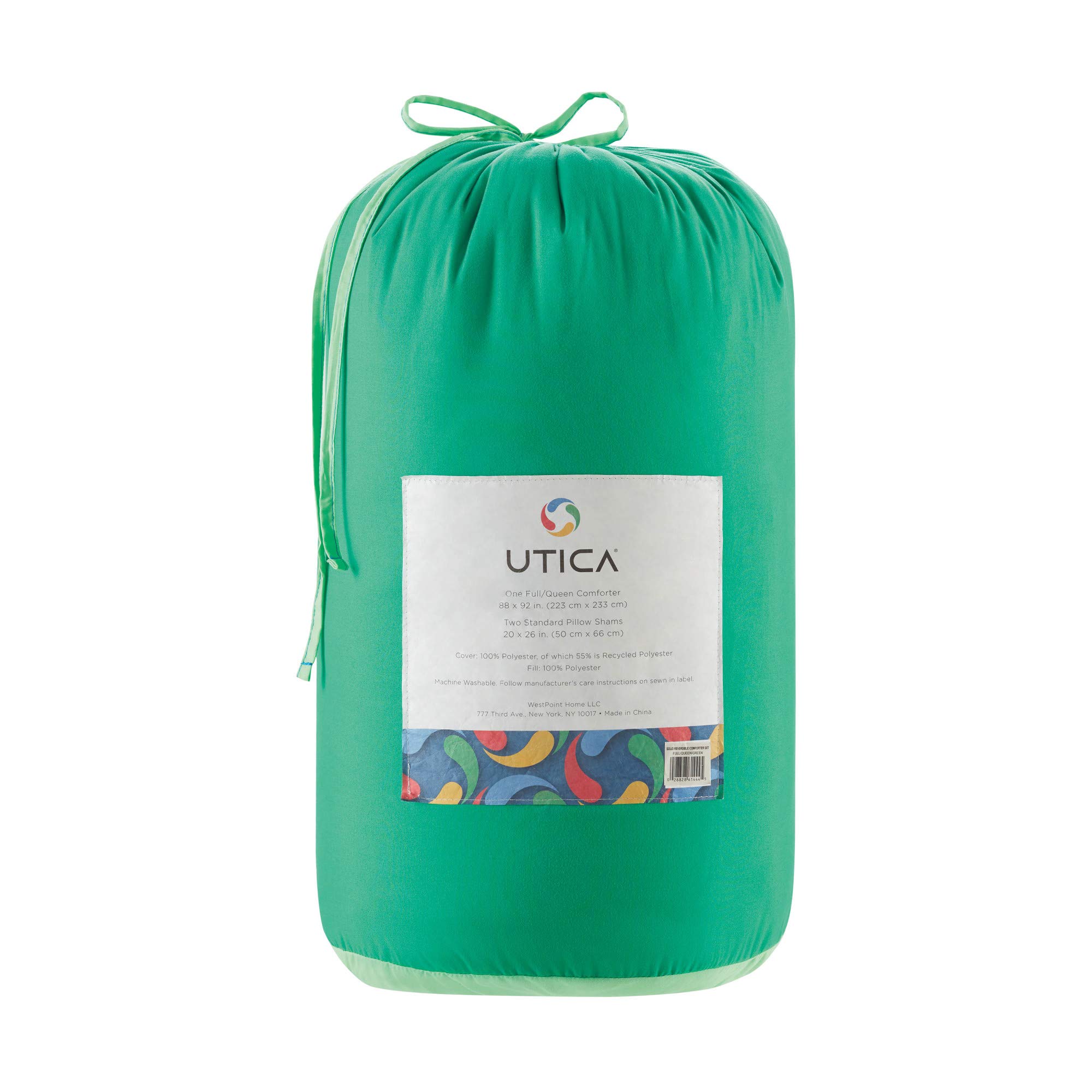 Utica® Solid Reversible King Size Green Comforter Set - 100% Cotton Bedding for All Seasons | Perfect for Master Bedroom, Guest Room & Cozy Home Decor