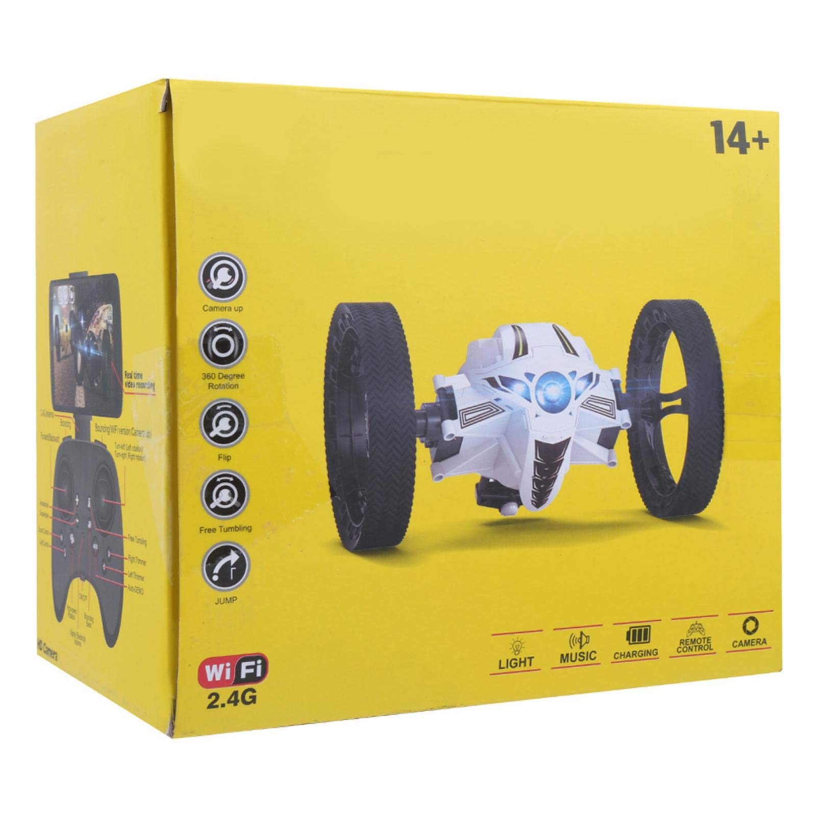 2.4GHz Remote Control RC Stunt Car with WiFi HD Recording - High Speed Off-Road Bounce Racing Toy for Kids & Adults - Perfect for Backyard, Park & Indoor Play