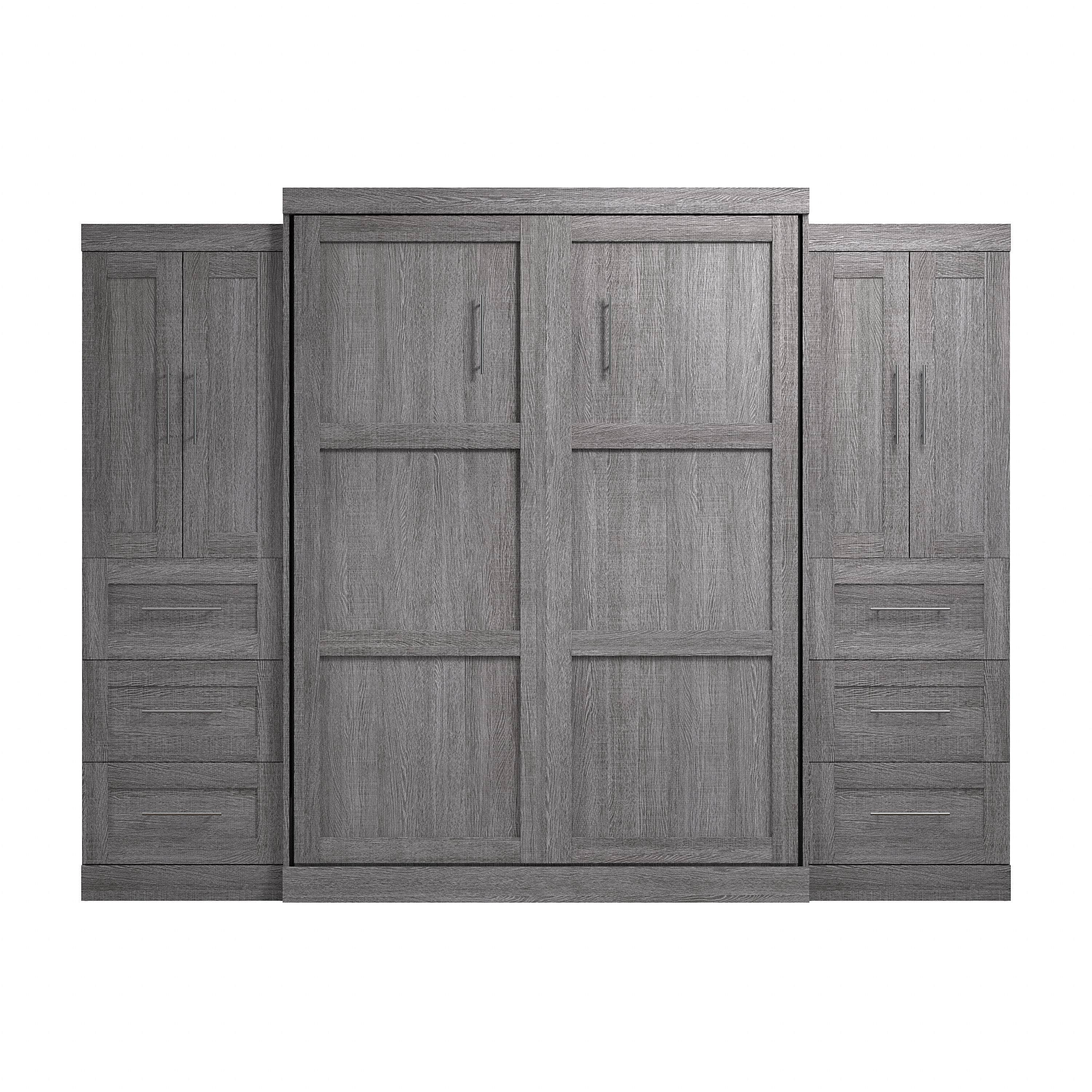 Pur Queen Murphy Wall Bed with Closet Storage Cabinets (115W) - 7 Color Options - Space-Saving Solution for Small Apartments, Guest Rooms & Home Offices