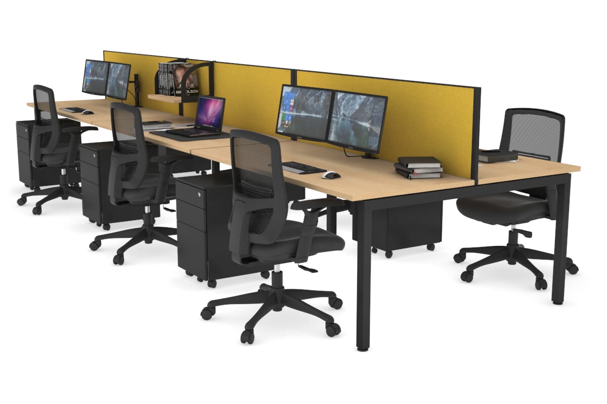 Quadro Square Legs 6-Person Office Workstation Desk [1600L x 700W] - Perfect for Team Collaboration & Open Office Spaces