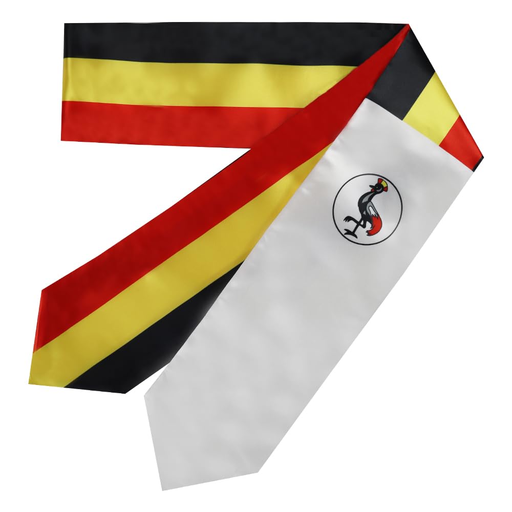Uganda Flag Graduation Stole - 180x13cm Double Sided Sash for International Students - Perfect for Study Abroad Graduation Ceremonies, Diplomas & Cultural Celebrations