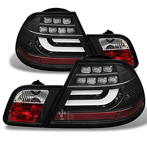 AKKON LED Tail Lights for 2000-2003 BMW E46 3-Series Coupe - Black Light Tube Design Brake Lamps Pair (2-Door) | Upgrade Your Car's Style & Night Visibility