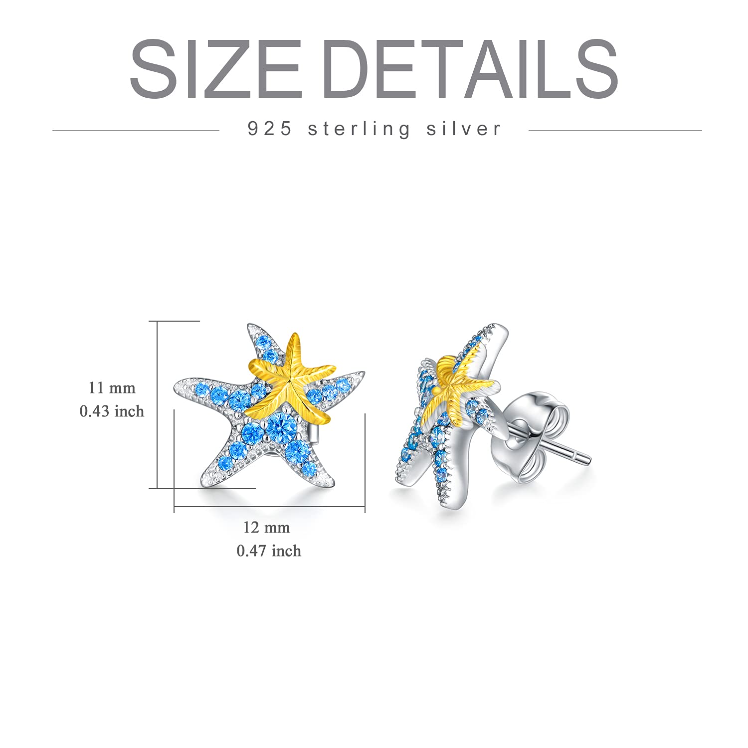 Hypoallergenic Starfish Stud Earrings for Women - Tiny Small Sea Beach Jewelry Gifts - Perfect for Summer Vacations, Beach Weddings & Coastal Fashion Accessories