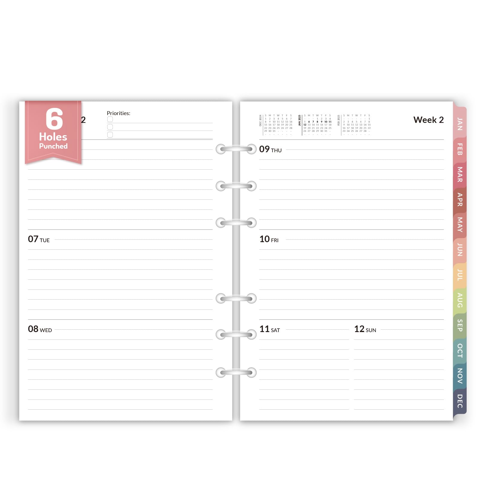 2025 Weekly & Monthly Planner Refills - 6-Hole Punched A5 Planner Inserts (Jan-Dec 2025) with Monthly Tabs - 5.5