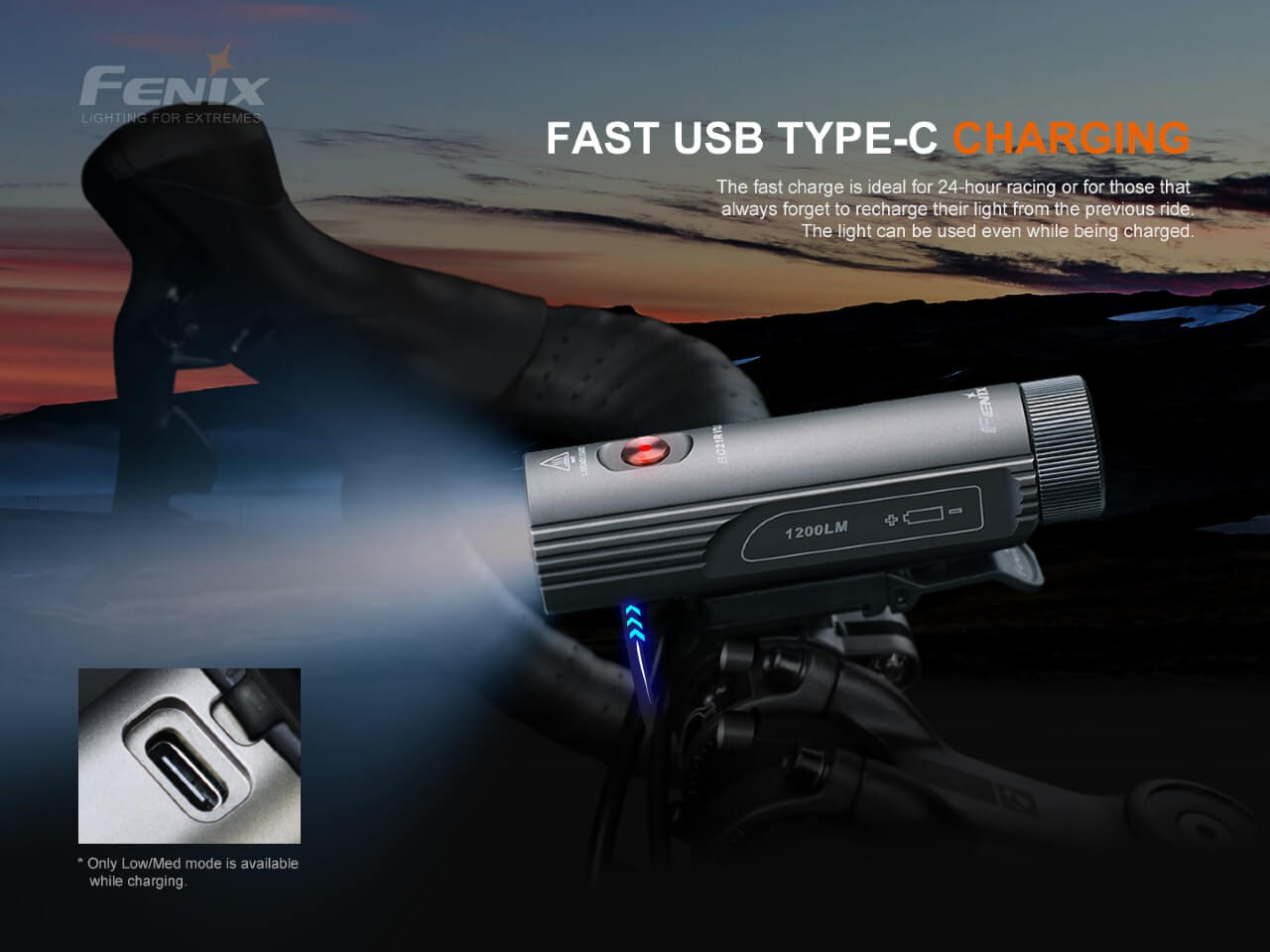 Fenix BC21R V3.0 Rechargeable LED Bike Light - 1200 Lumens, Waterproof Cycling Headlight for Night Riding, Commuting & Mountain Biking
