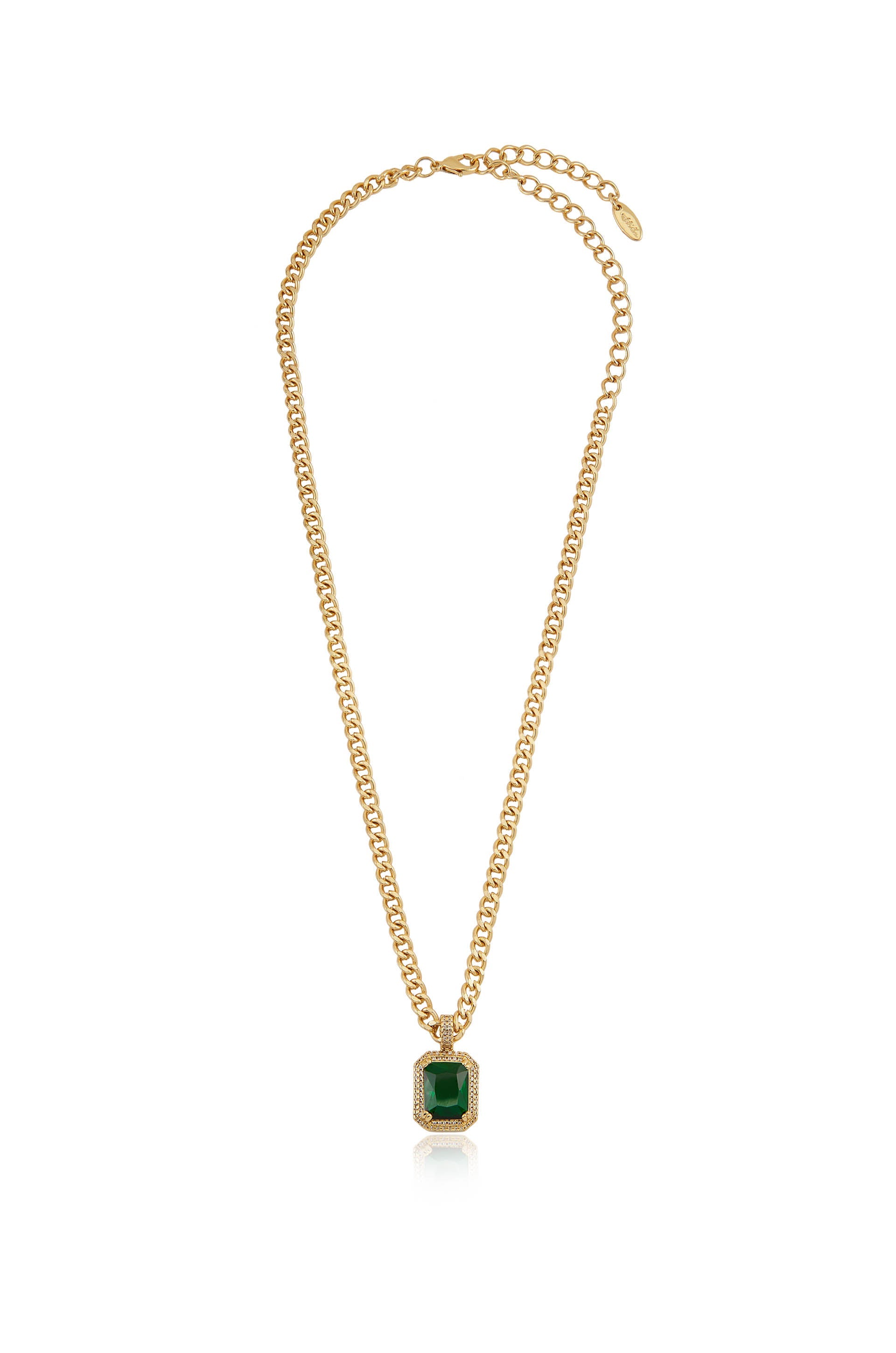 Emerald Stone Pendant Necklace for Women - 14K Gold Plated Sterling Silver Chain - Elegant Jewelry Gift for Birthday, Anniversary & Special Occasions