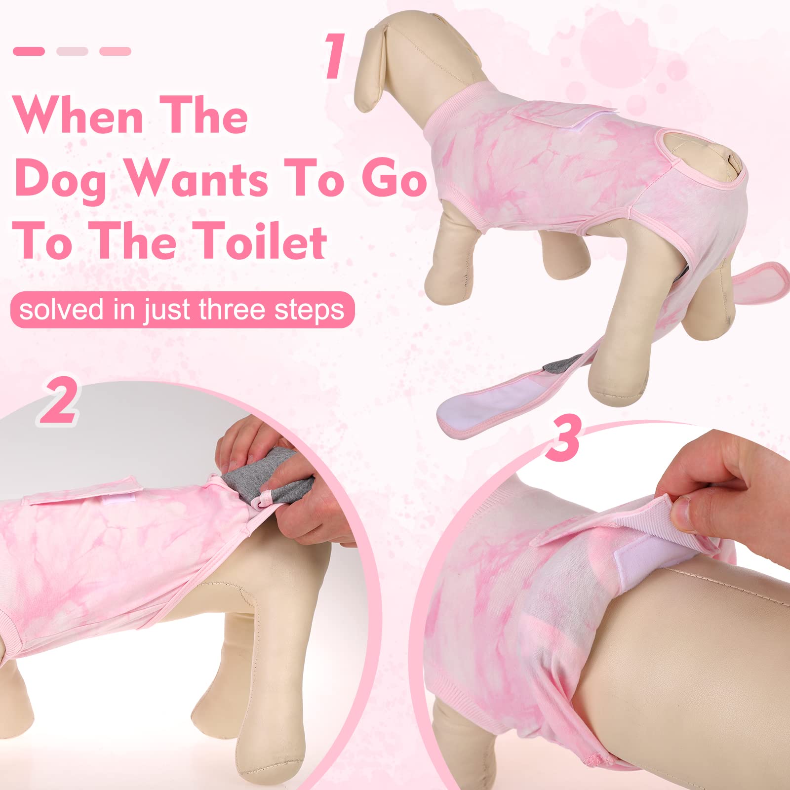 Post-Surgery Recovery Suit for Dogs - Soft Breathable Dog Bodysuit, E-Collar & Cone Alternative - Male & Female Dog Neuter/Spay Suits - Anti-Licking Wound Protection Onesie - Pink Tie Dye XXL - Ideal for Post-Op Care, Wound Healing & Comfort After Surgery