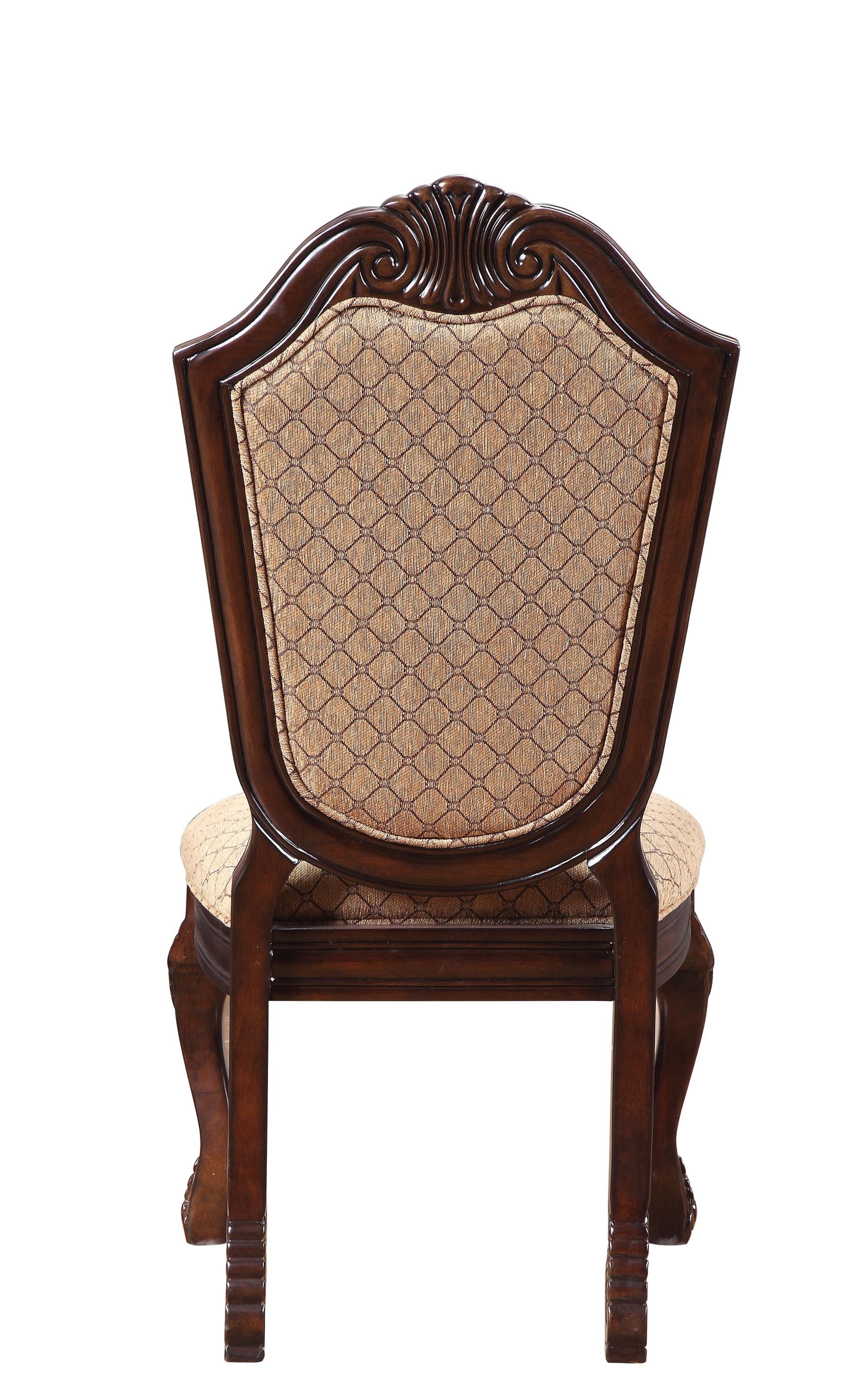 Chateau De Ville Fabric & Espresso Finish Side Chairs (Set of 2) - Elegant Dining Room Chairs for Home, Office, and Restaurant Use
