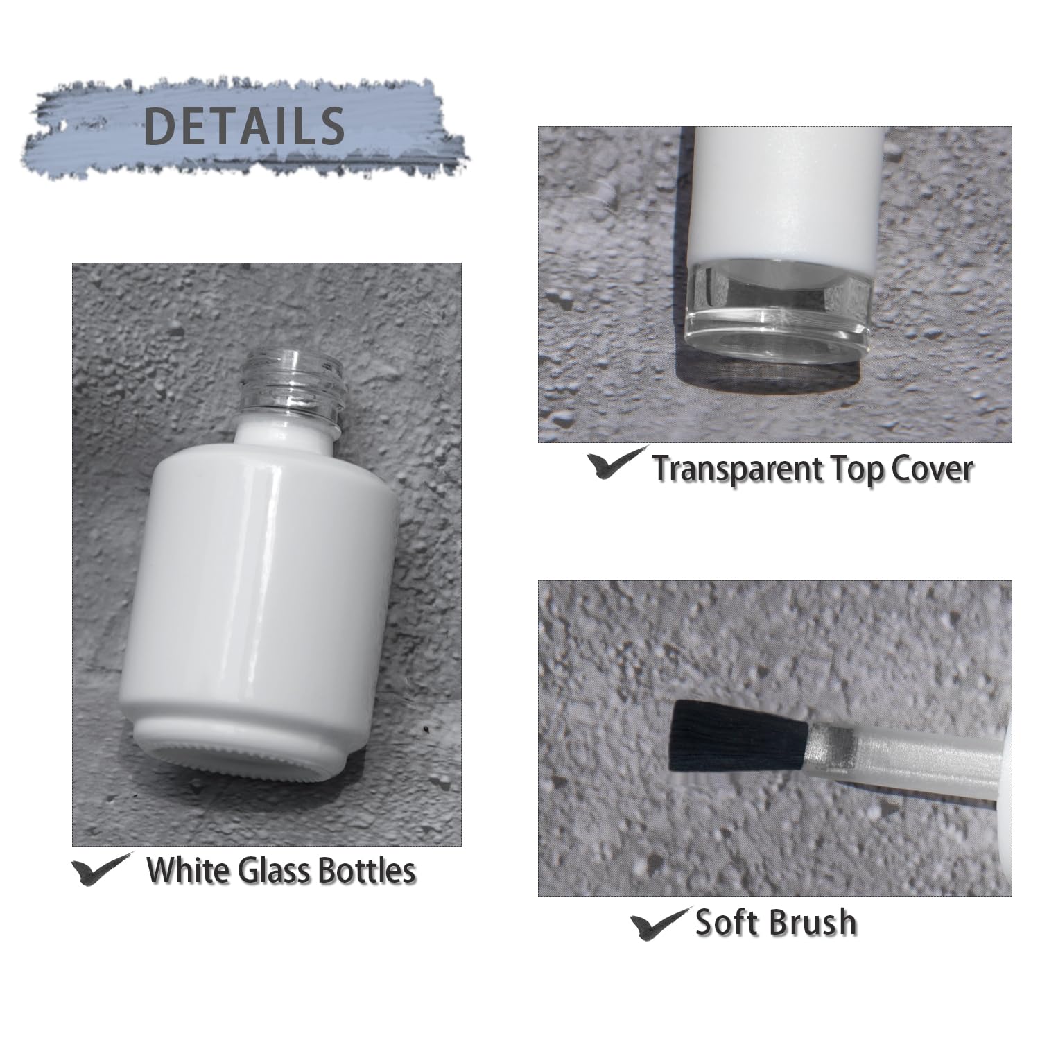 15ML Empty Gel Nail Polish Bottles with Mixing Balls & Funnels - 6 Pack Refillable UV Safe White Nail Polish Containers for DIY Nail Art, Salon & Home Manicure Use